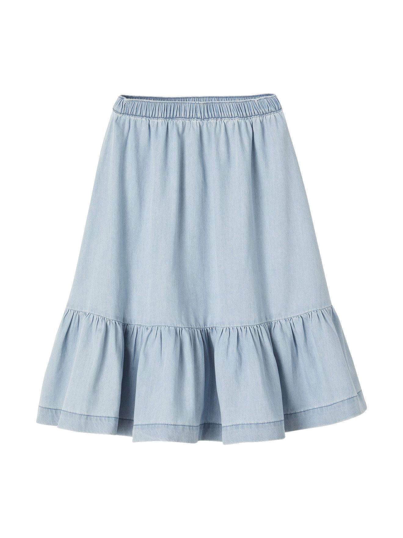 vertbaudet Maxirock Mädchen Volantrock aus Light-Denim