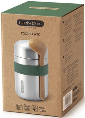 black+blum Thermobecher Food Flask, Edelstahl, hält Speisen lange heiß, auslaufsicher, inkl. Löffel, 400 ml