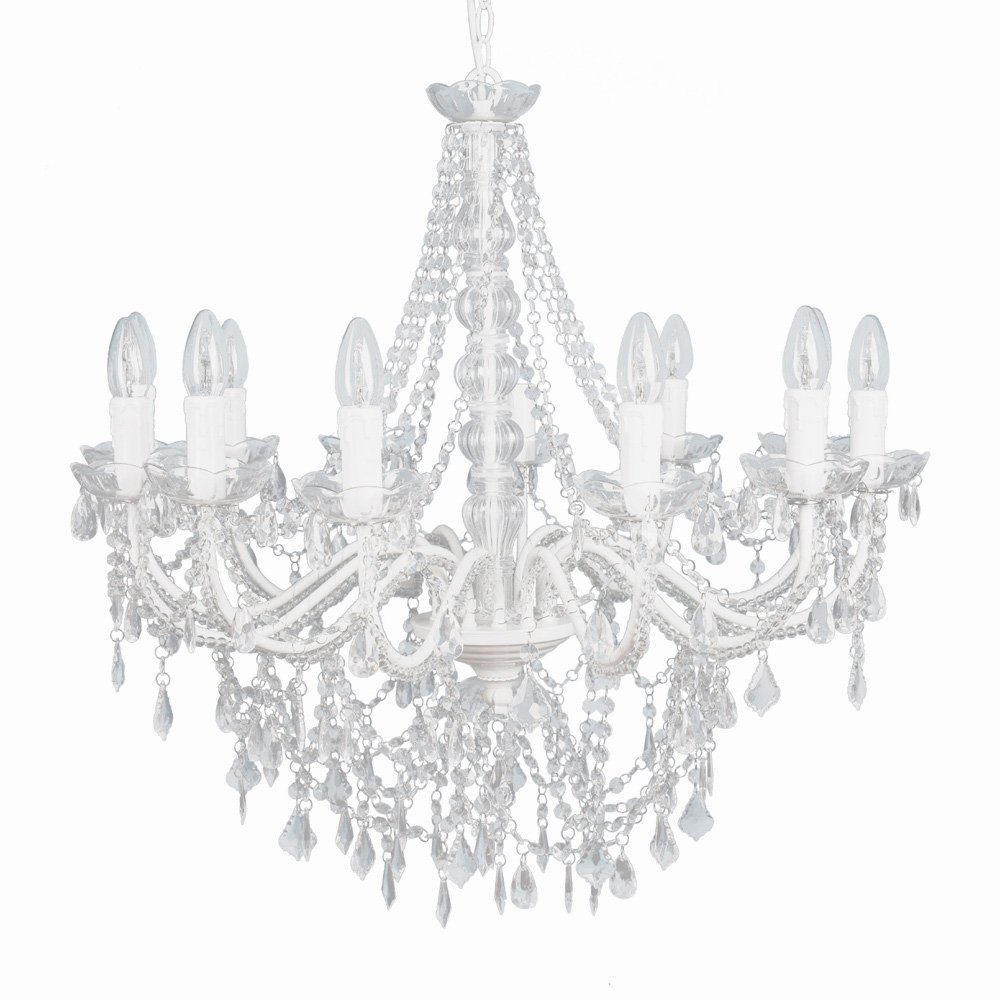 Grafelstein Kronleuchter Großer 12-armiger Kronleuchter weiß mit Kristallen günstig online kaufen