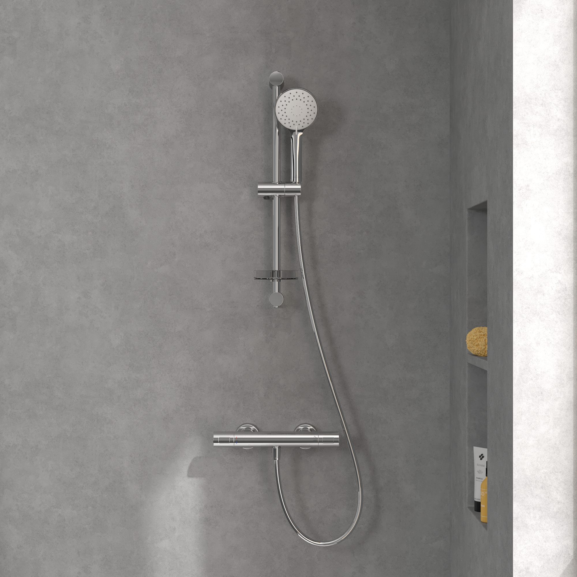 Villeroy & Boch Duschsystem Universal Showers inkl. Handbrause und Duschstange, Höhe 6.04 cm, Bauseschlauch 1600 mm, Duschgarnitur mit 3 Strahlarten, verstellbar, Chrom