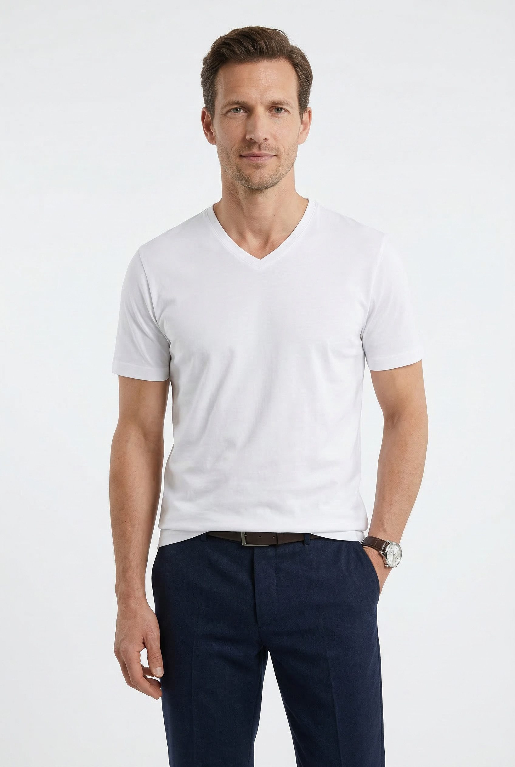 OLYMP T-Shirt (Packung, 3-tlg., 3er) V-Ausschnitt, modern fit, reine Baumwolle