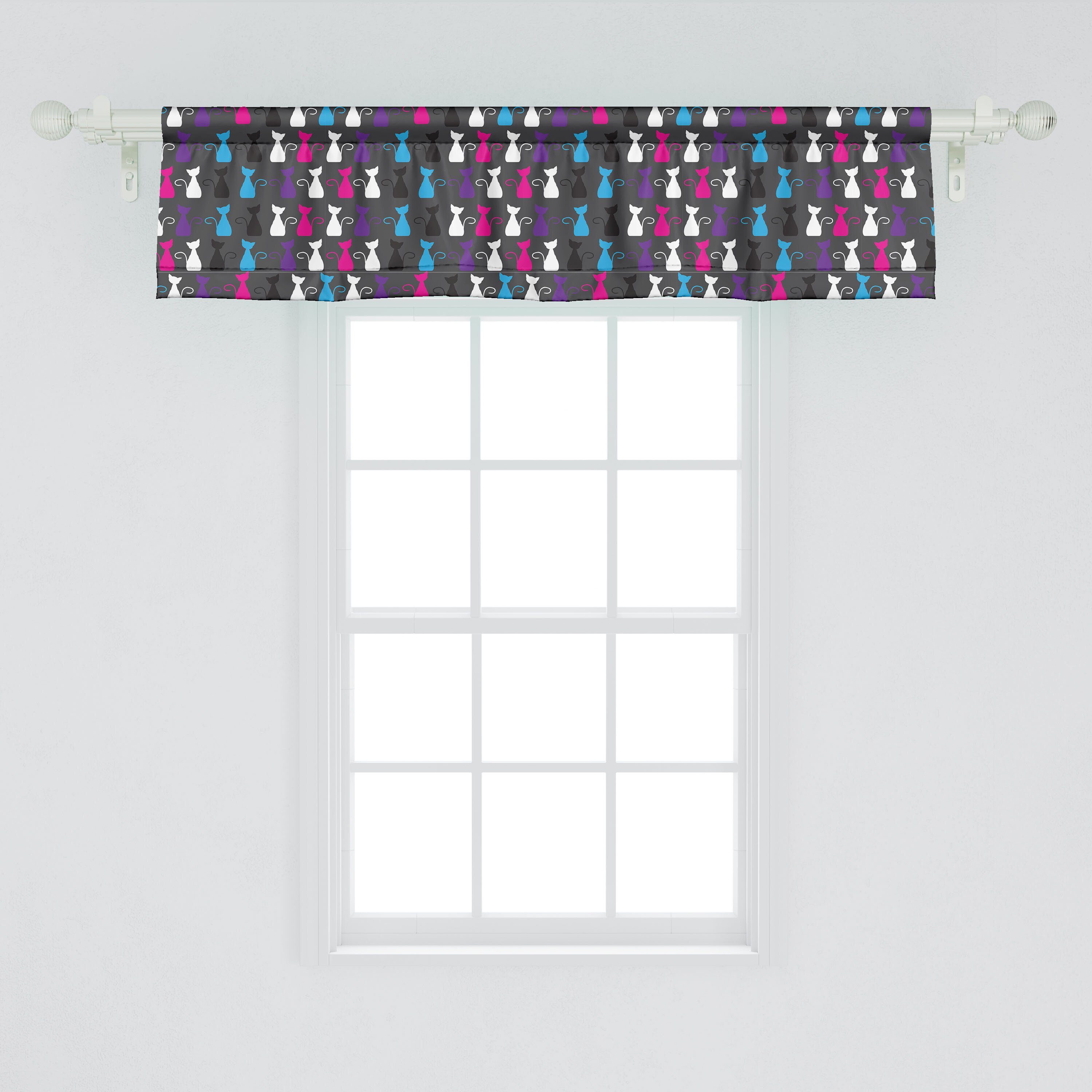Scheibengardine Vorhang Volant für Fun mit Abstrakt Microfaser, Schlafzimmer Küche Abakuhaus, Tiere Stangentasche, Katzen Dekor Kunst