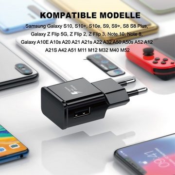 neue dawn 15W USB Ladegerät für Samsung S10 S10+ S9 S9+ A42 A14 A31 A22 A04S USB-Ladegerät (2 * Ladekabels (Typ C + Mirco USB), 1-tlg., 1, Xcover6 Pro M52 M40 Note 10 A03S)