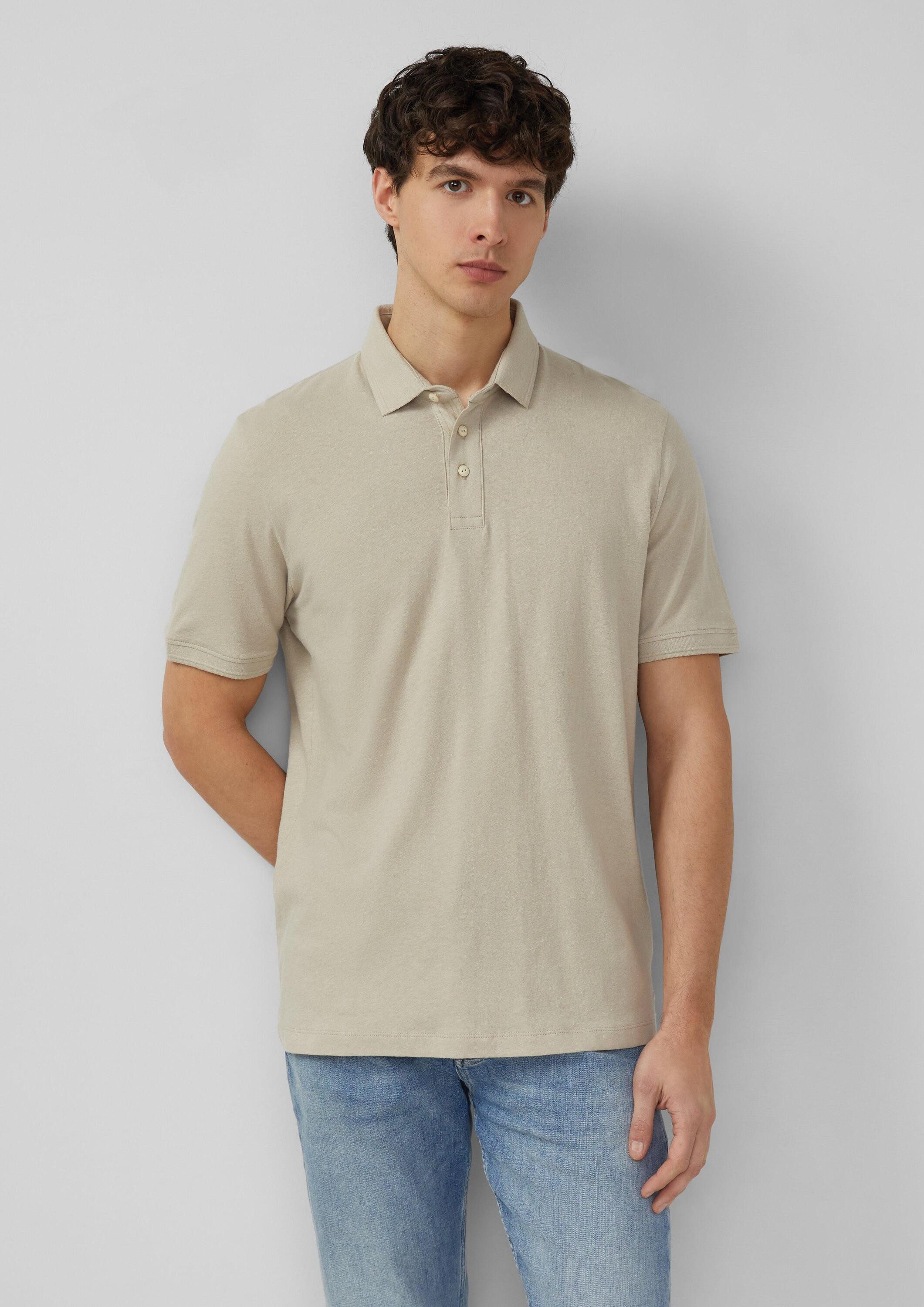 s.Oliver Kurzarmshirt Polo-Shirt Poloshirt aus Baumwoll-Leinenmix