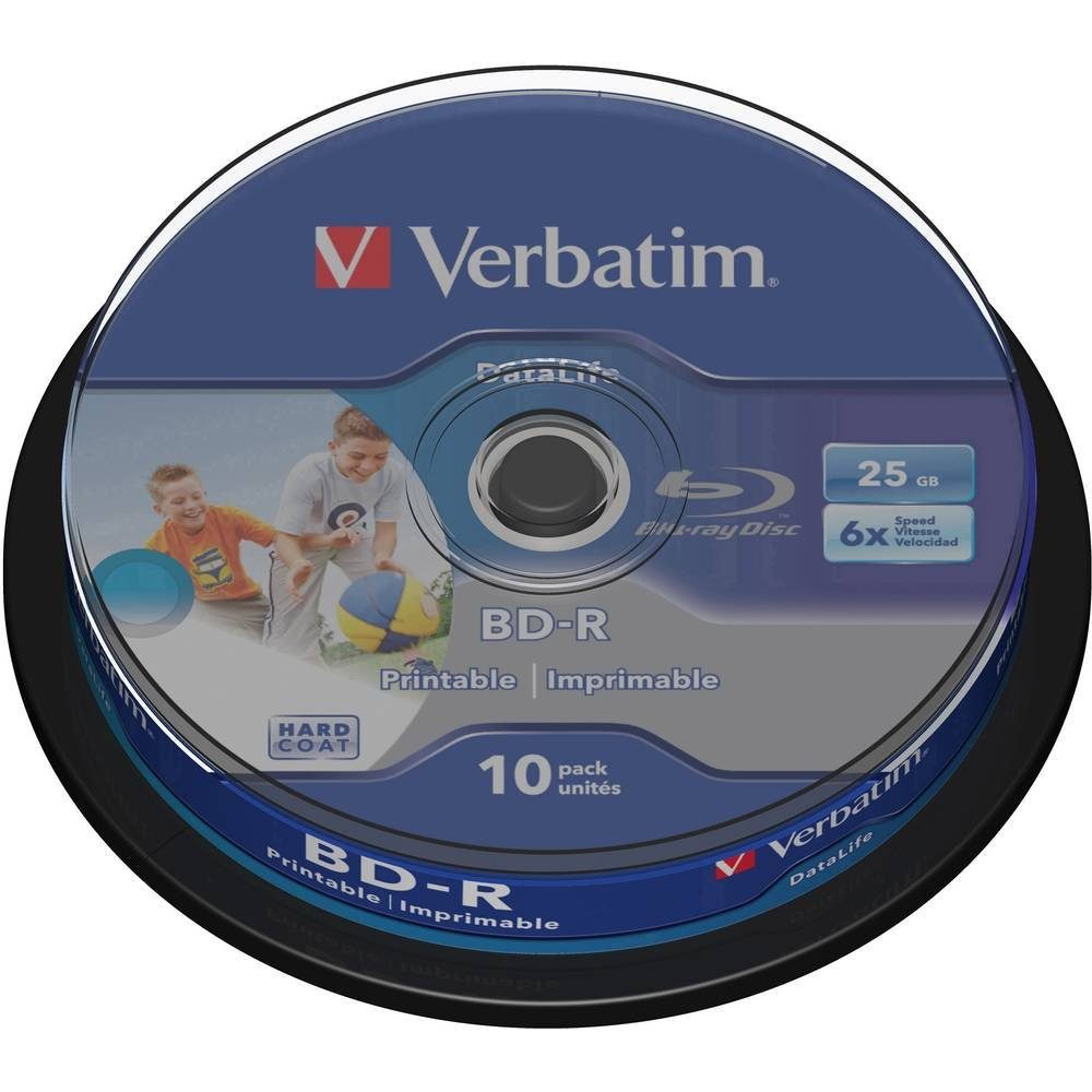 Verbatim Blu-ray-Rohling BD-R 25 GB 6x 10er Pack bedruckbar Spindel 43804, Bedruckbar