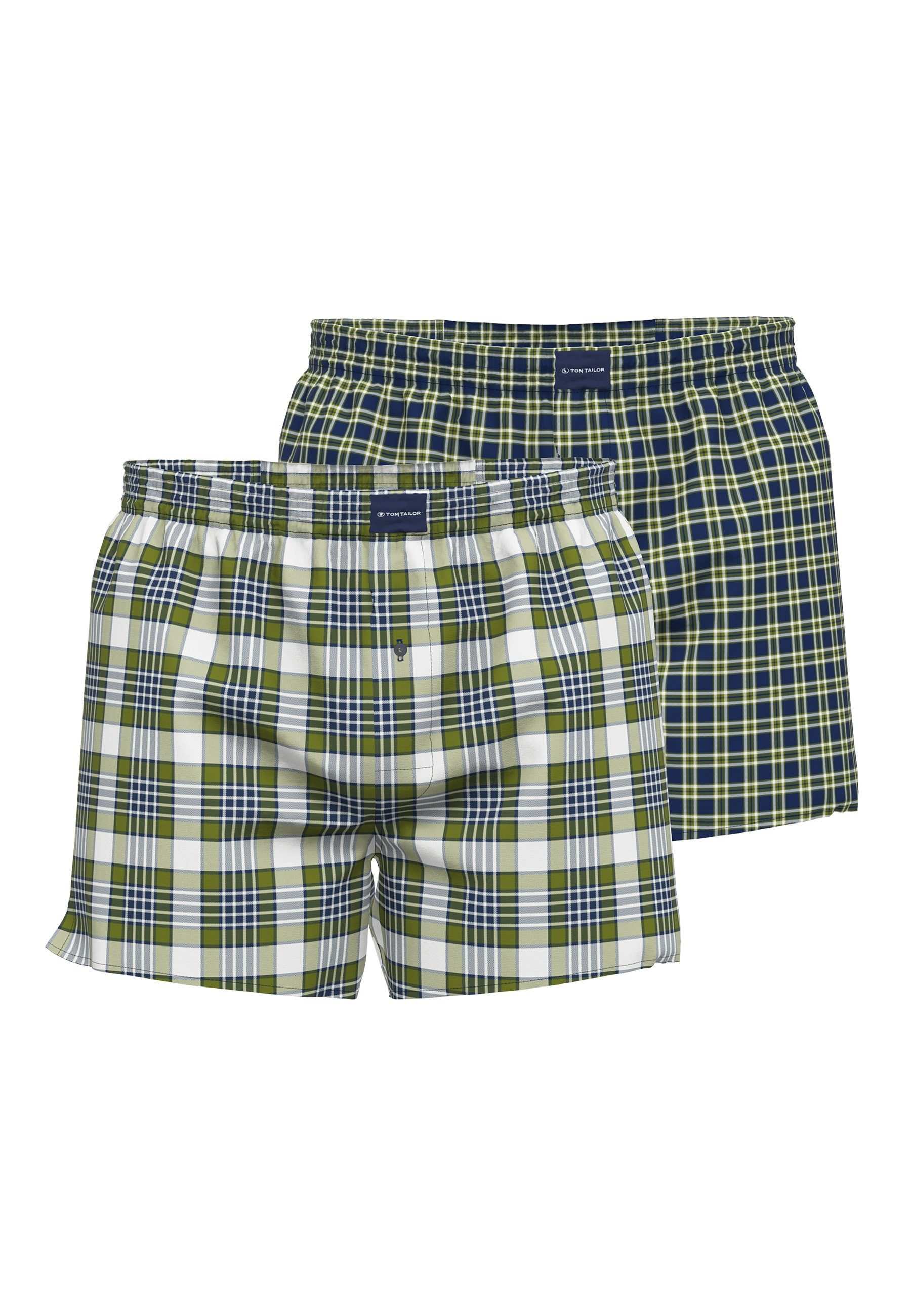 TOM TAILOR Boxershorts TOM TAILOR Herren Boxershort grün kariert 2er Pack (2-St)