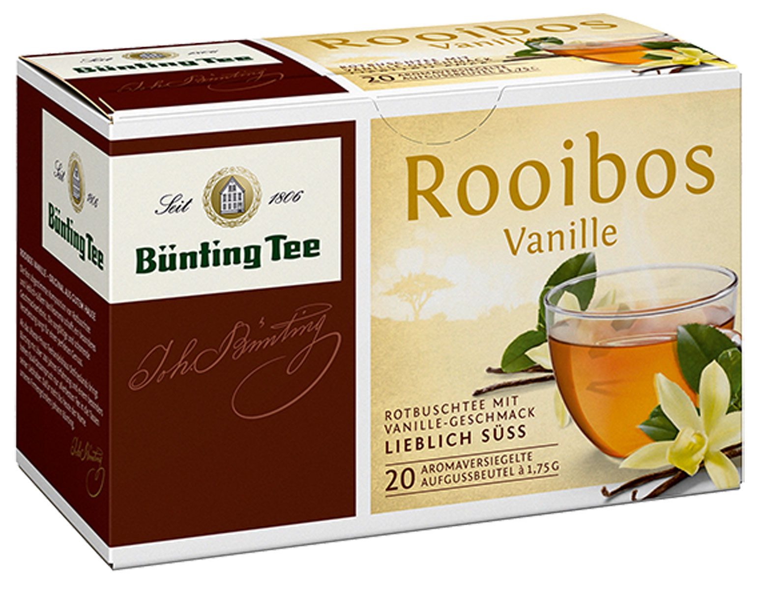 Bünting Tee Tee, Bünting Tee Rooibos Vanille Rotbuschtee lieblich süss 12er Pack