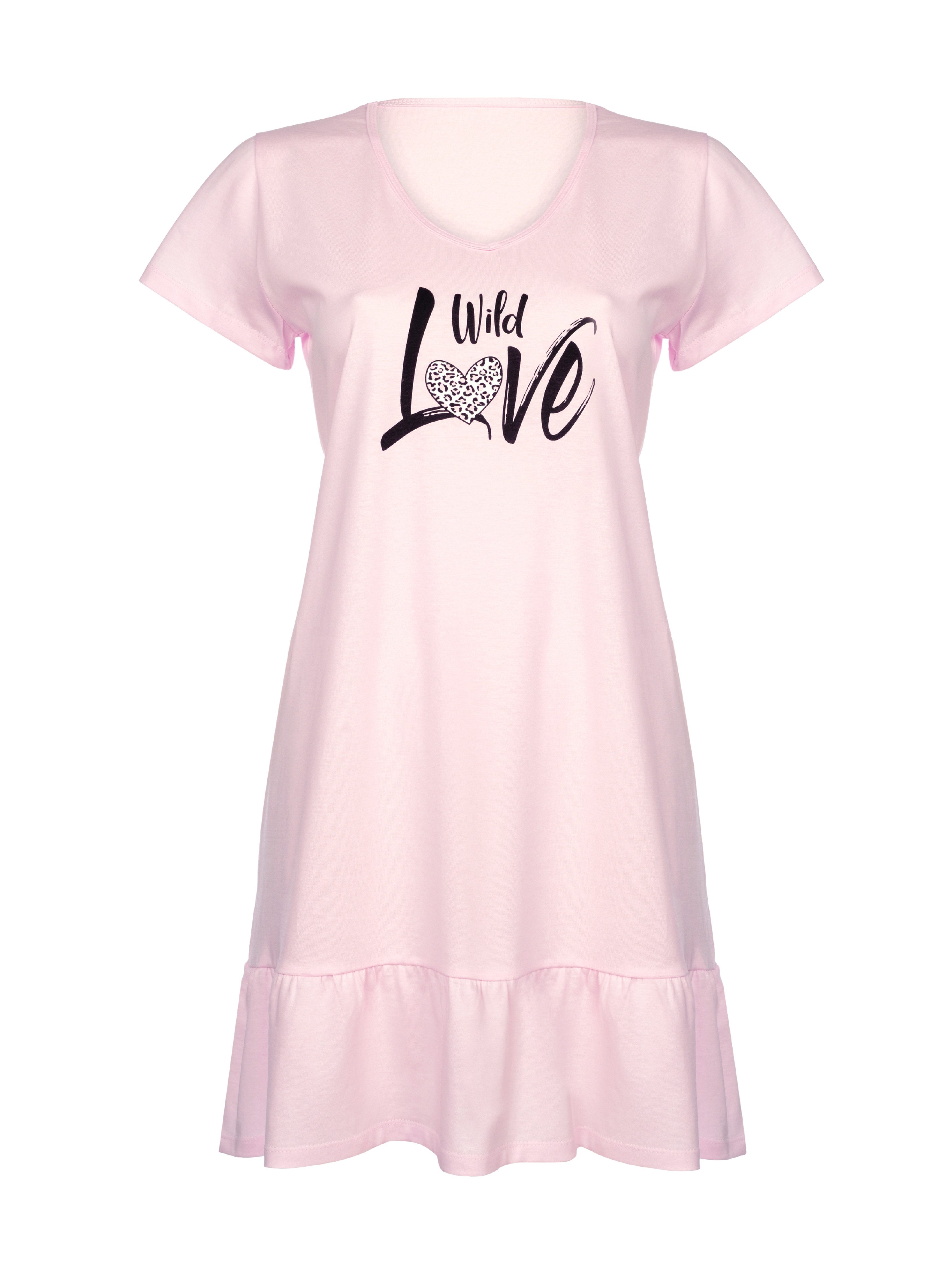 Donna Nachthemd mit Volant unifarben mit Motiv-Print Animal-Druck, reine-Ba günstig online kaufen