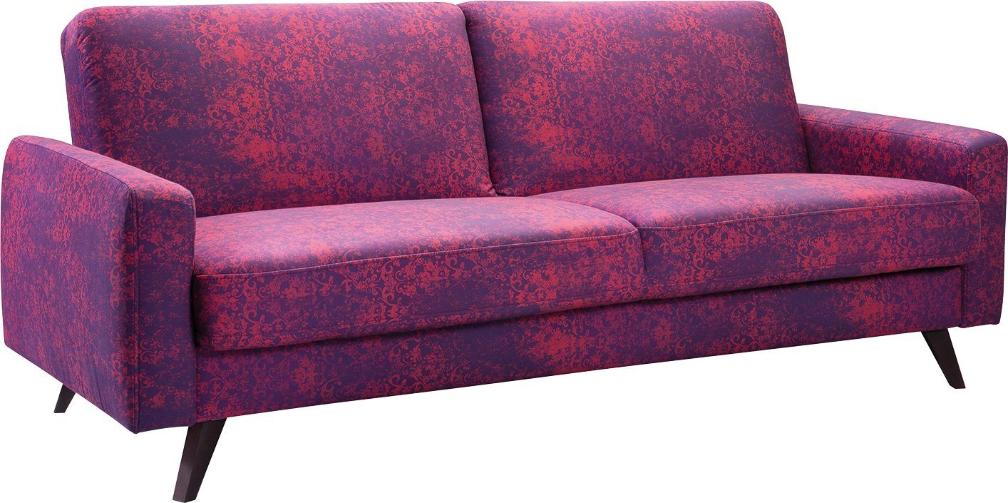 Bettkasten 3-Sitzer, Holzfüße und Schlaffunktion, mit fashion - wine sofa exxpo