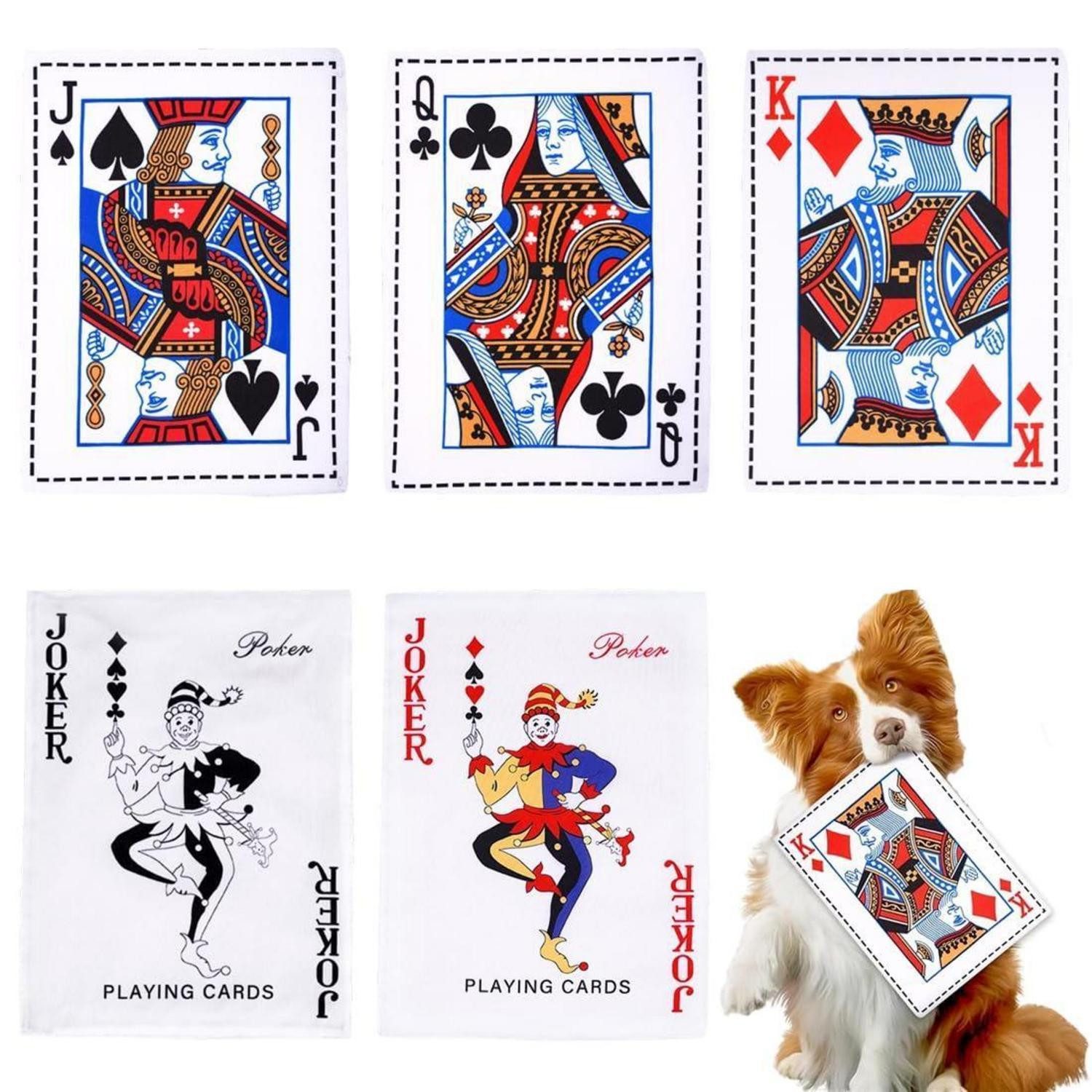 LuxusKollektion Tierquietschie Hundespielzeug Spielkarten-Design 5er Set, Papier