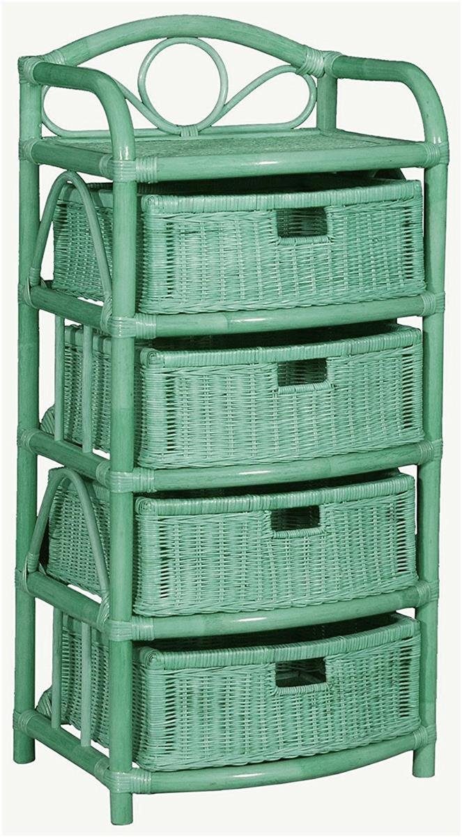 Krines Home Badregal Regal aus echtem Rattan 4 Schübe Rattan-Kommode Badregal Rattanschrank, mit Schubladen, aus Naturmaterial