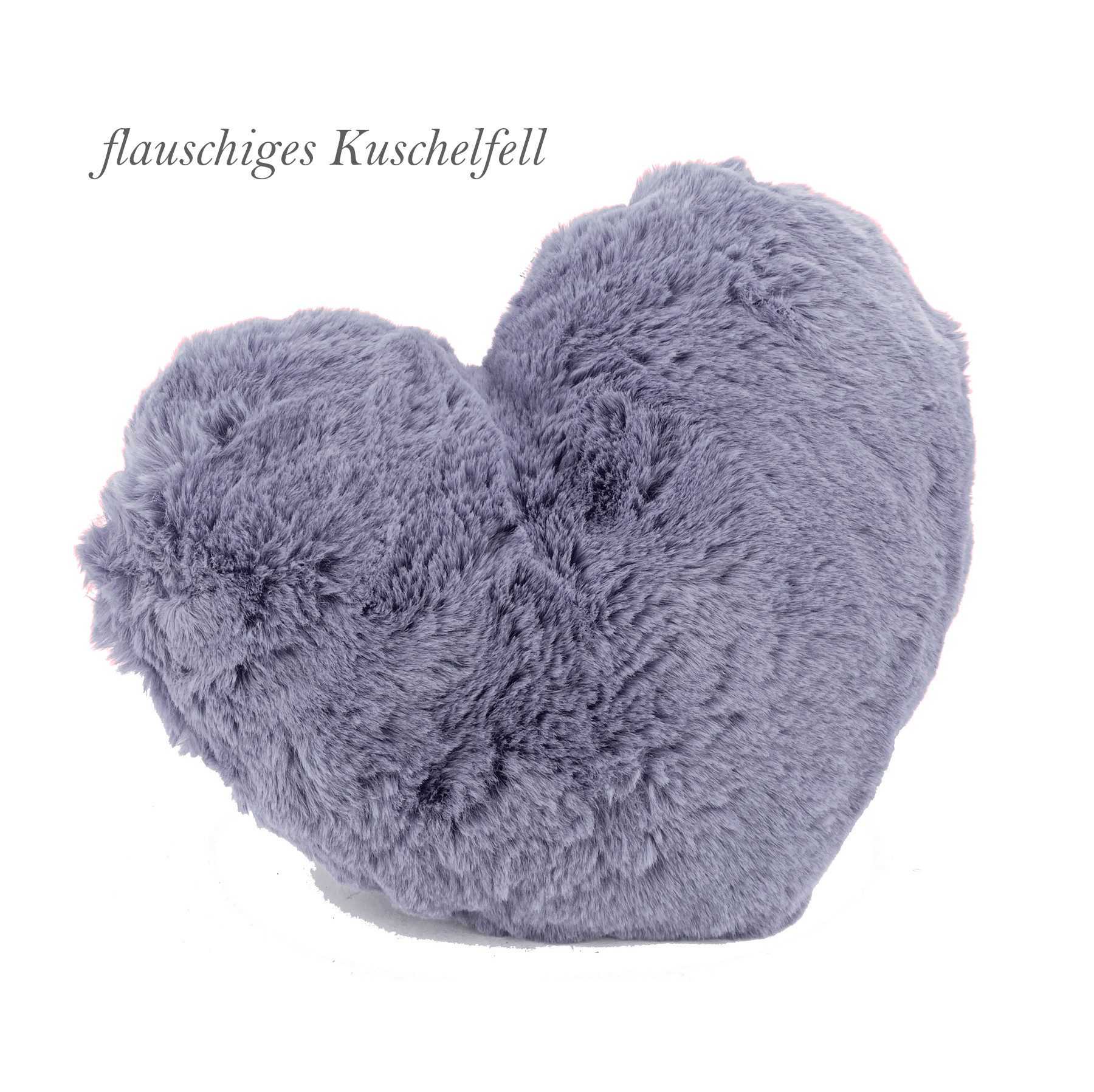 heimtexland Dekokissen Fell Kuschelkissen Plüsch Herz XL Deko Herzkissen, super weich und flauschig, Allergiker geeignet, atmungsaktiv, waschbar