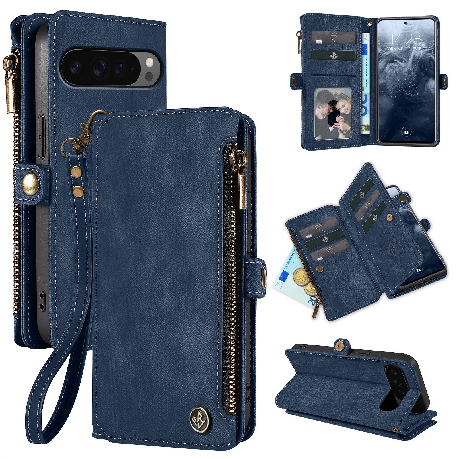 Tec-Expert Handyhülle Geldbörse Hülle mit RFID Schutz für Google Pixel 10 / 10 Pro 6.3 Zoll, 6.3, Klapphülle Cover Case mit Kartenfach Geldfach Münzfach