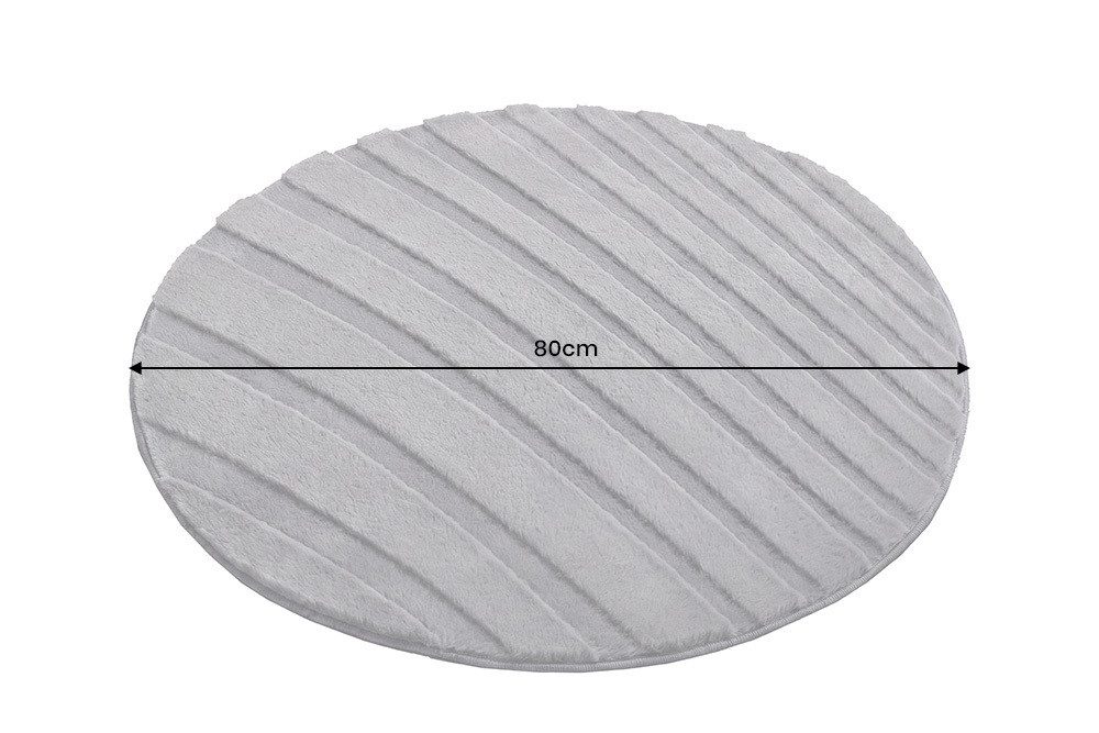 riess-ambiente Teppich WAVE Ø80cm anthrazit - Kurzflor, rund, 3D-Design, Hoch-Tief-Effekt, rund, Höhe: 1 mm, strukturiert & für Fußbodenheizungen – ideal für Deine Wohnräume