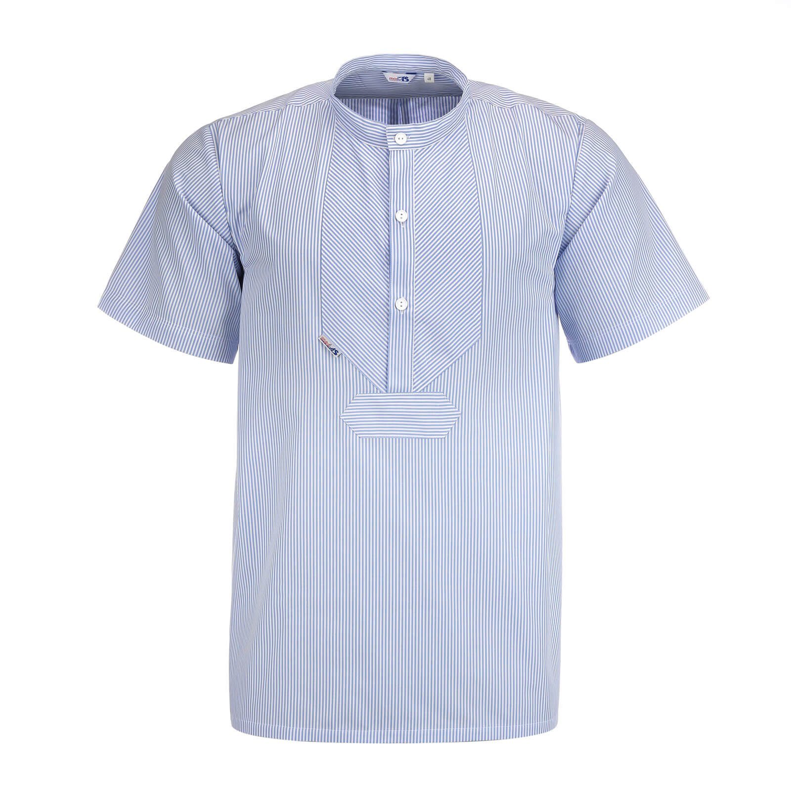 modAS Streifenhemd 10006 Unisex Fischerhemd Sommer mit Stehkragen - Hemd im Finkenwerder-Stil