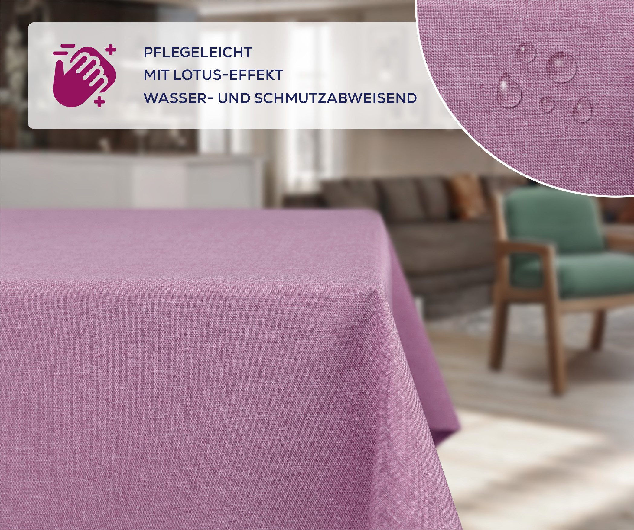 Beautex Tischdecke Fleckenabweisende bügelfreie Tischdecke mit Lotuseffekt, günstig online kaufen