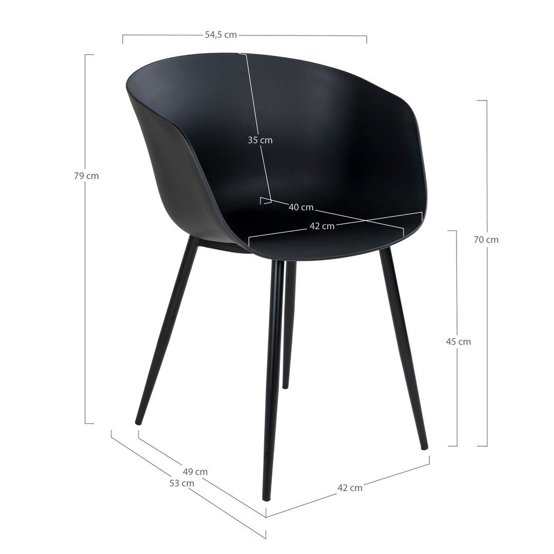 House Nordic Bücherregal Roda Dining – schwarz schwarzen Beinen Chair Esszimmerstuhl, mit