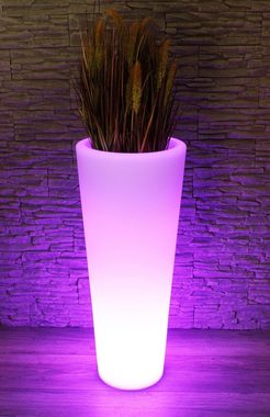 Arnusa Blumentopf Moderner LED Blumenkübel XL 90 cm rund beleuchtet PL404S, mit Akku Modus kabellos einsetzbar Indoor Outdoor