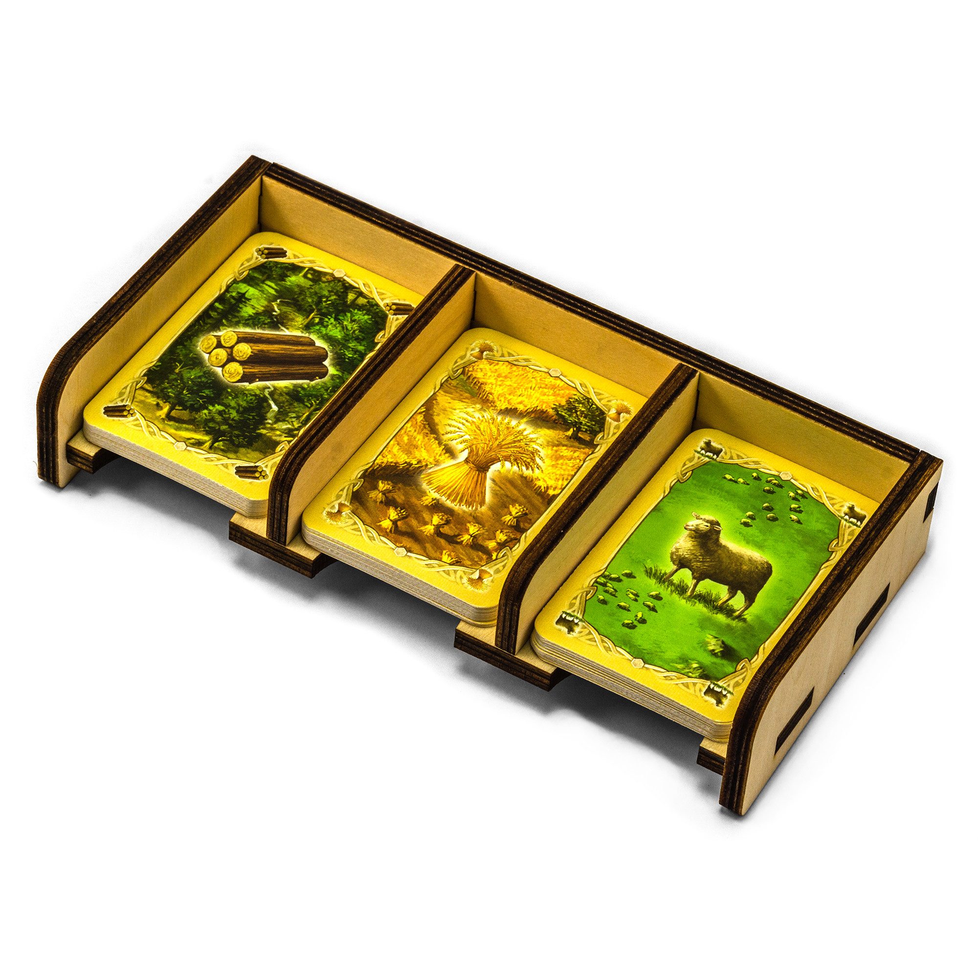 Waldfelsen Spiel – Spielkartenhalter Holz Organizer passend für Die Siedler von Catan, Spielmaterial, Verschiedene Größen