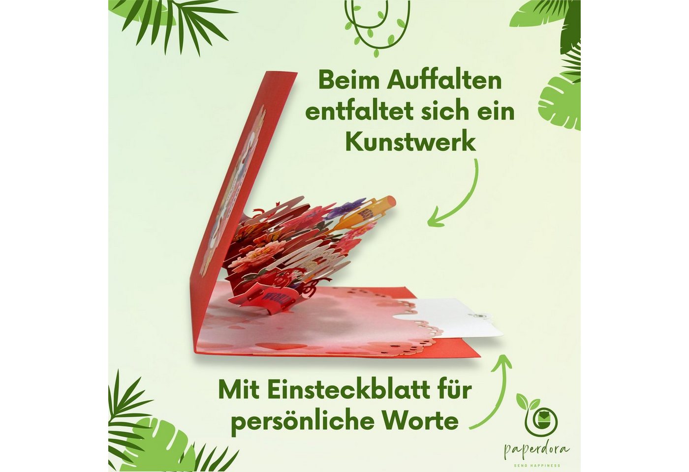 Thumbnail - paperdora Muttertagskarte 3D Pop-Up-Karte „Mutter“ mit Umschlag und Wachssiegel - Grußkarte, Muttertag Geschenk