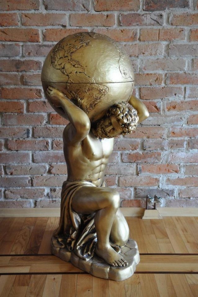 JVmoebel Skulptur Antik Stil Klassischer Globus Atlas Minibar Bar Wein  Regal Statue Deko