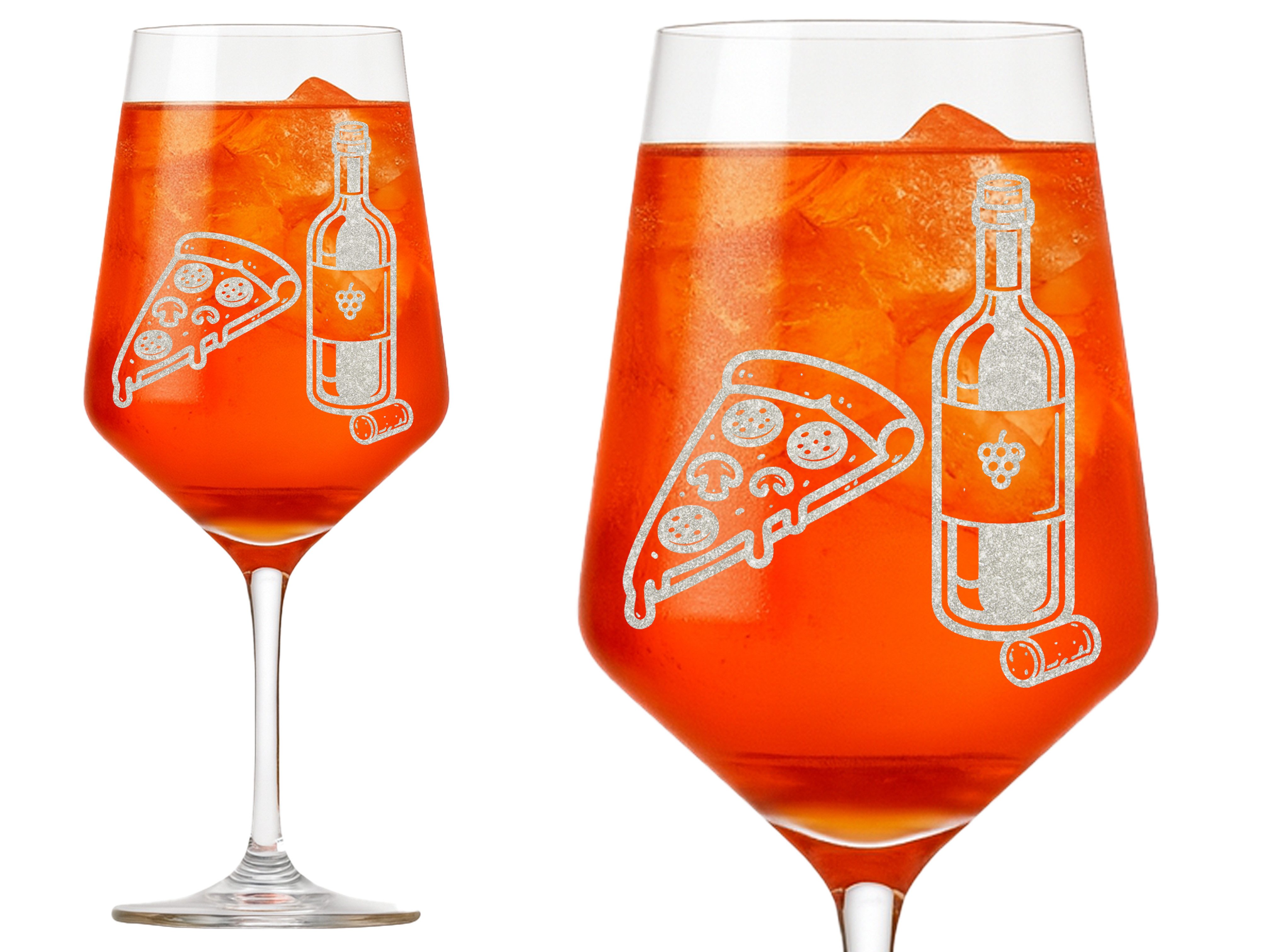 eXODA Weinglas Weinglas Gravur Italien mit Pizza und Rotwein spülmaschinenfest 350 ml, 1-tlg., Glas, Atemberaubende Darstellung
