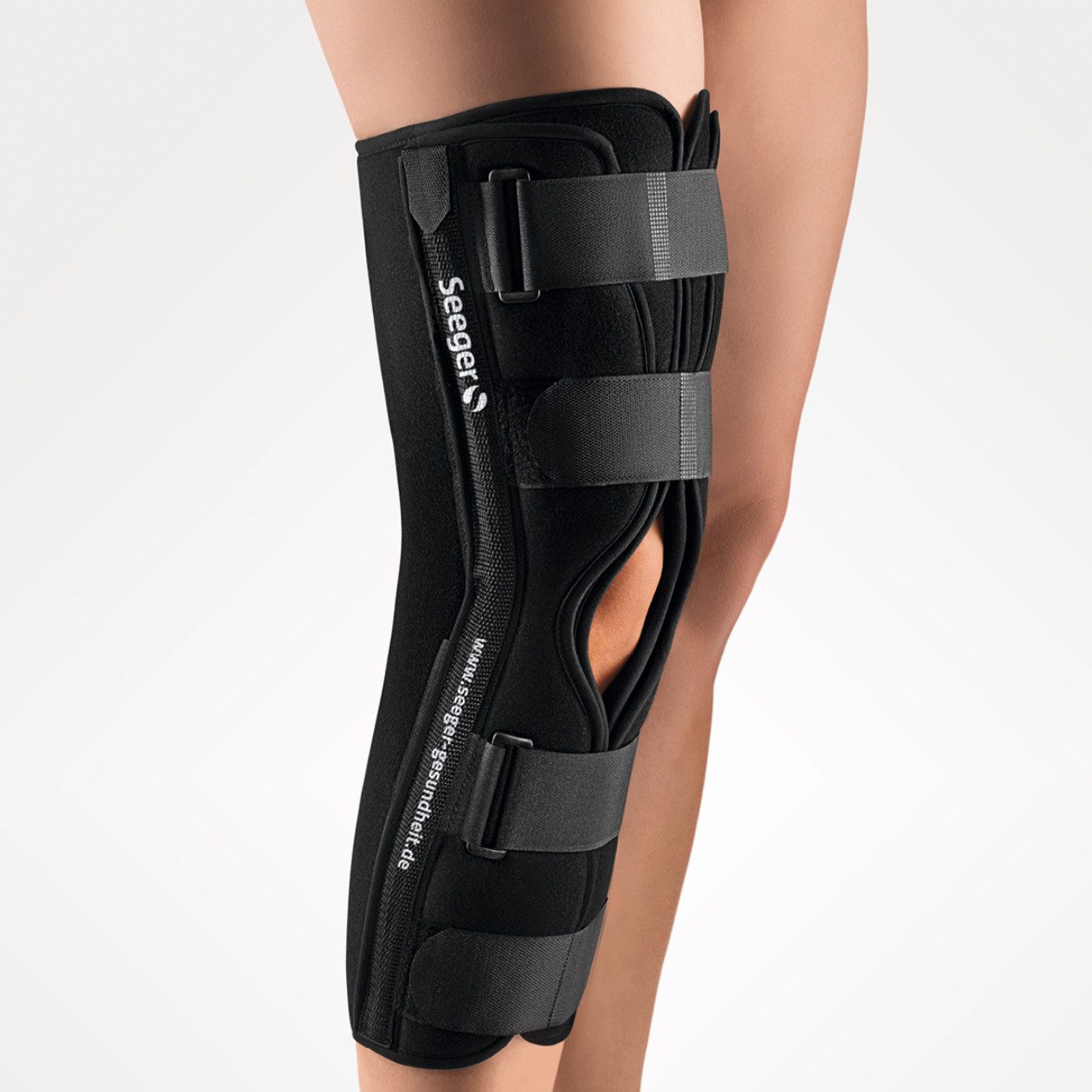 Seeger Gesundheitshaus Kniebandage Immob-Schiene, Schwarz Beugung 20° - Länge 55 cm