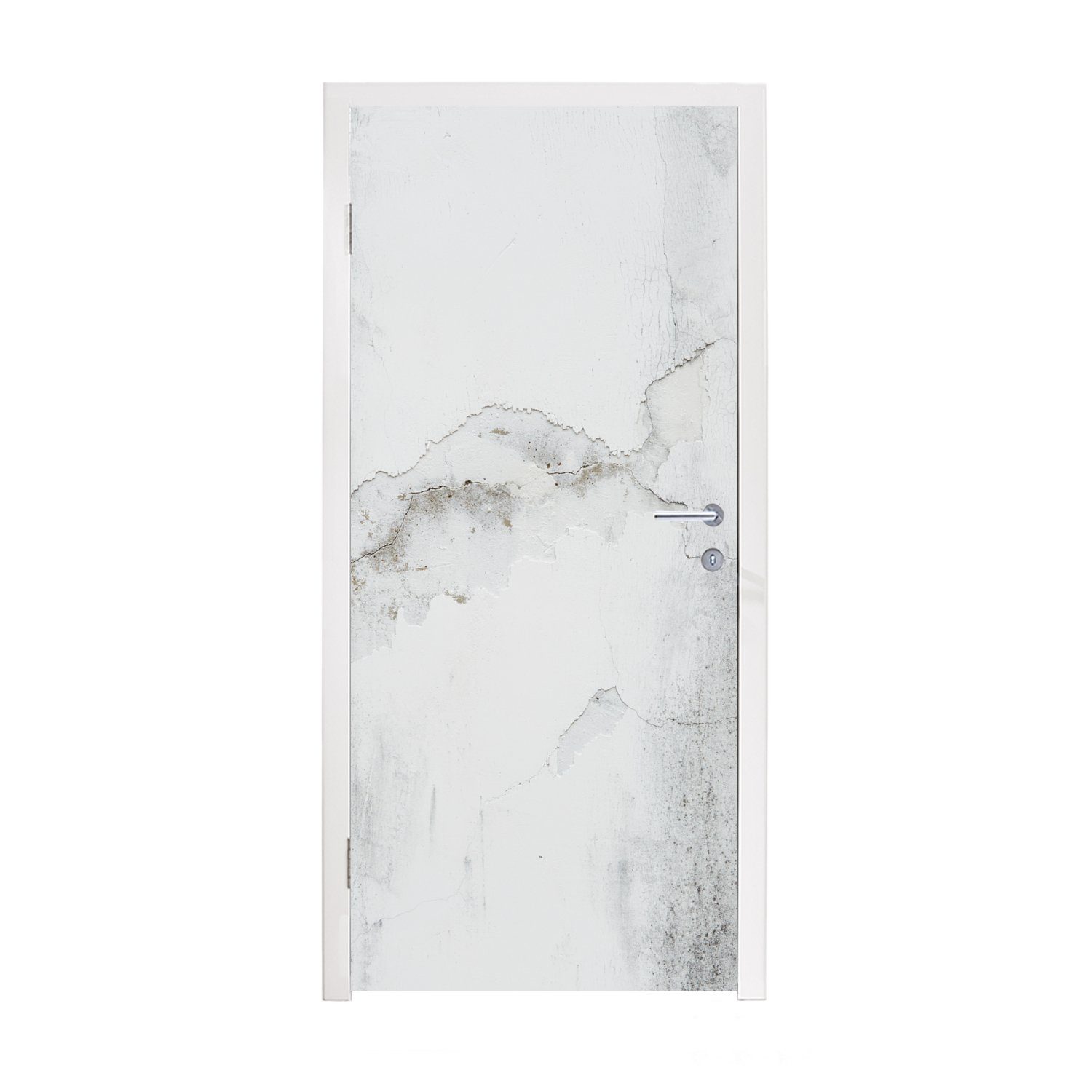 Weiß, Türtapete St), Türaufkleber, (1 cm Beton bedruckt, für Fototapete Grau - Matt, 75x205 MuchoWow - Tür,