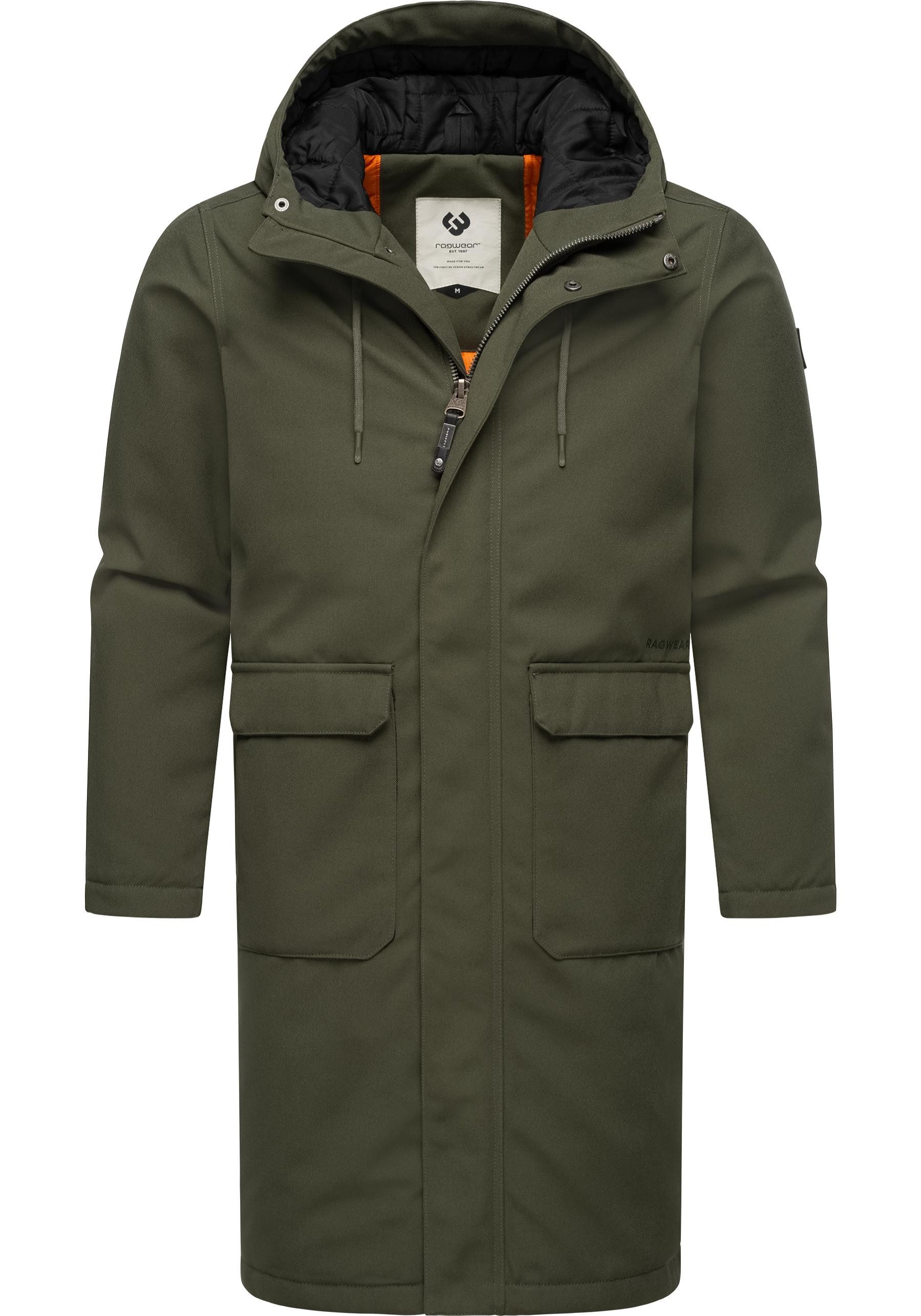Ragwear Wintermantel Mr Them Long lange wasserdichte Herren Winterjacke mit Kapuze