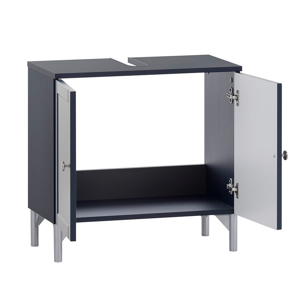 Lomadox Waschbeckenschrank JONA-80 60cm breit mit 2 Türen in blau