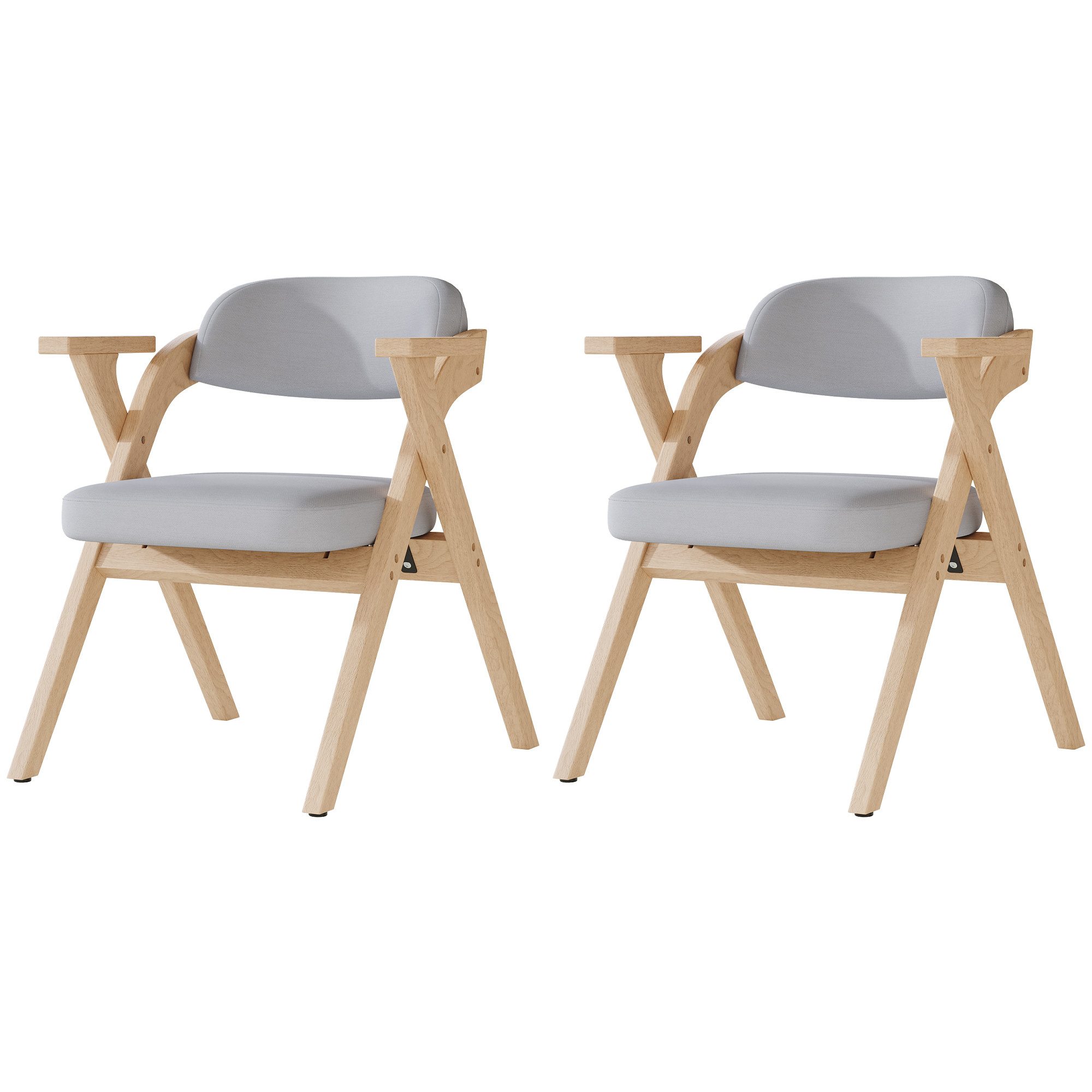 Fine Life Pro Stuhl 2er-Set Klappbare Esszimmerstühle – Massivholz & Leinen, Grau