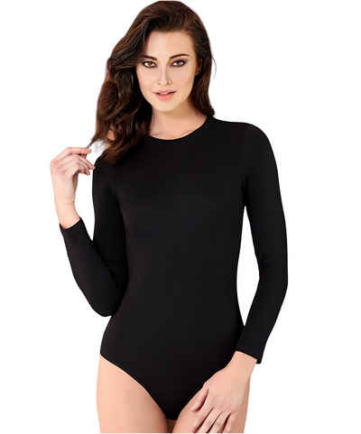Kota Langarmbody Damen-Top Body langärmlig Bodysuit mit Hakenverschlüssen mit Hackenverschluss, einfarbige Basics