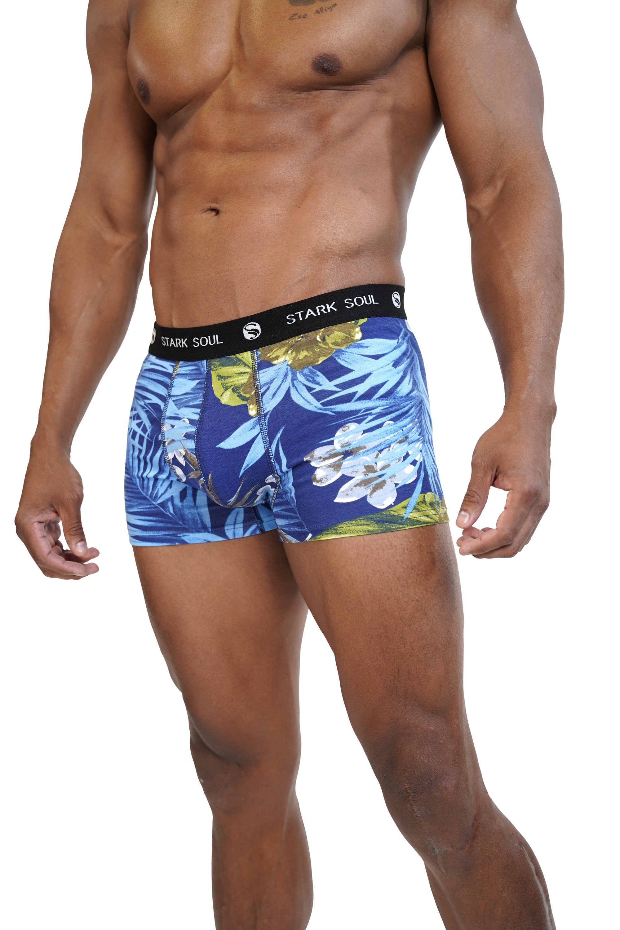 Wäsche/Bademode Boxershorts Stark Soul® Boxershorts Boxershorts ALOHA - 3er Pack Hawaiien Boxers-Shorts Logo Webbund