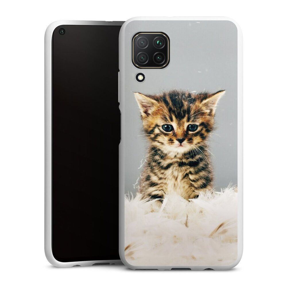 DeinDesign Handyhülle Katze Haustier Feder Kitty, Huawei P40 Lite Silikon  Hülle Bumper Case Handy Schutzhülle