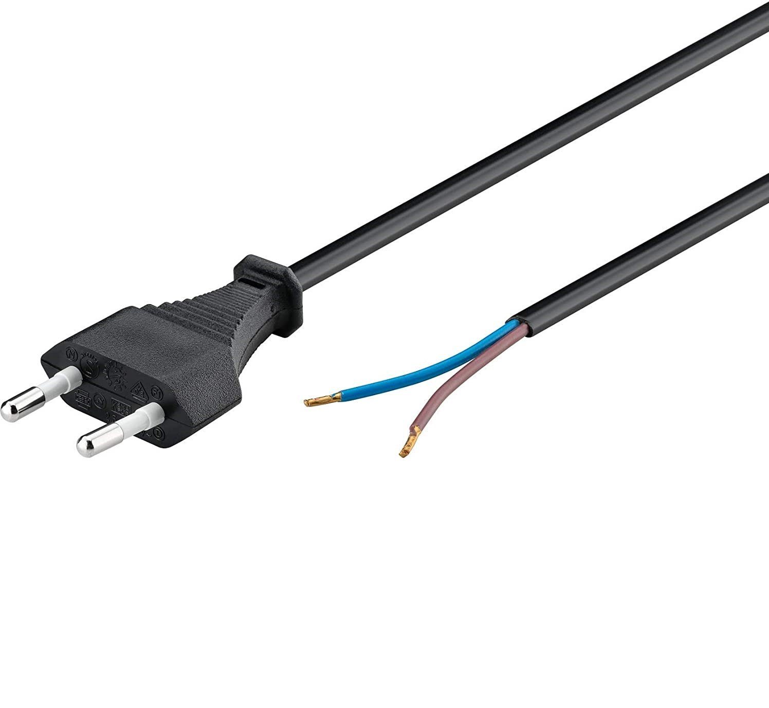 Goobay Goobay 50085 Euro Kabel, Stromkabel, Typ C Stecker (CEE 7/16) - zum  Netzkabel, Kabel mit Eurostecker zum Konfektionieren