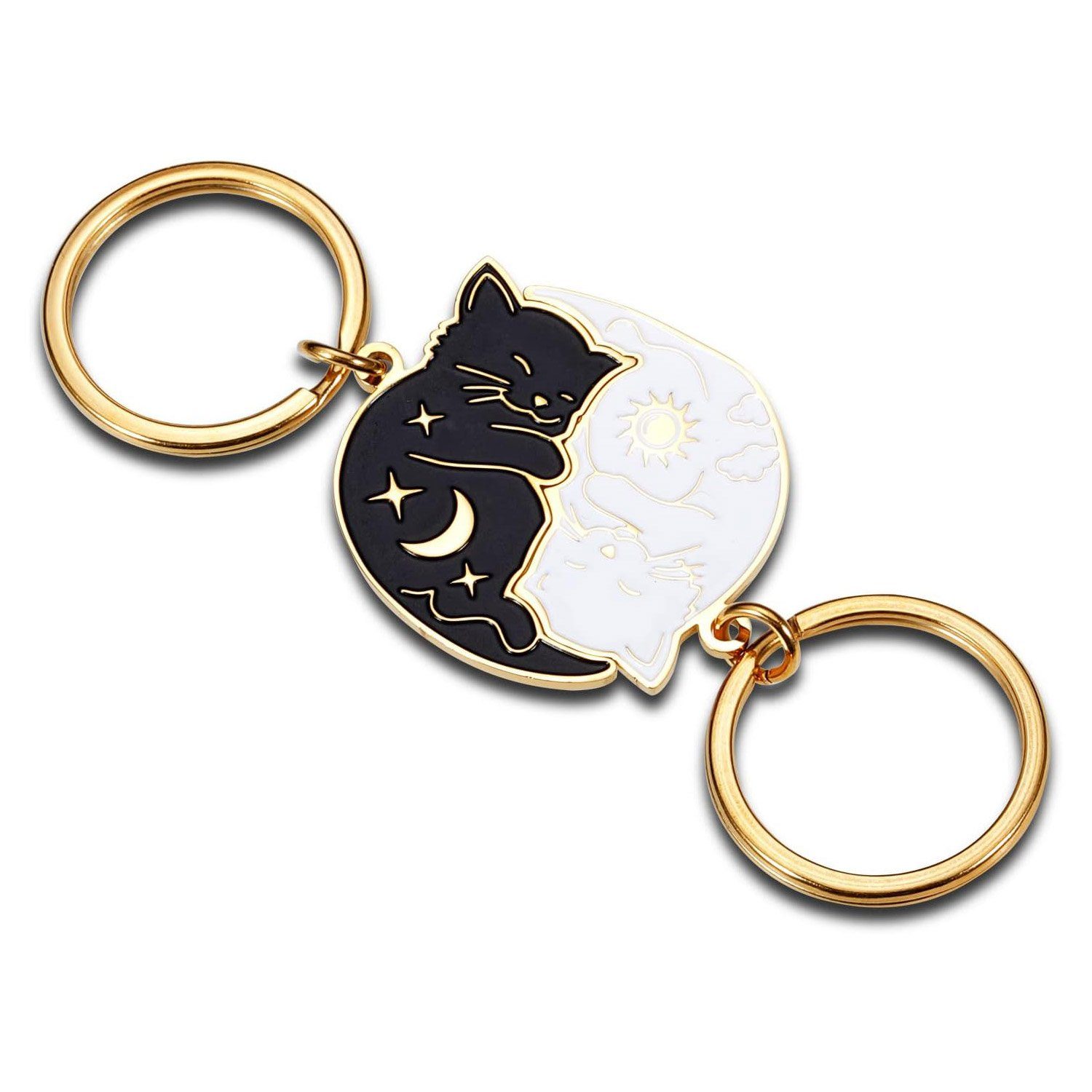 MAGICSHE Schlüsselanhänger Pärchen Geschenk Niedliche Gold Katze