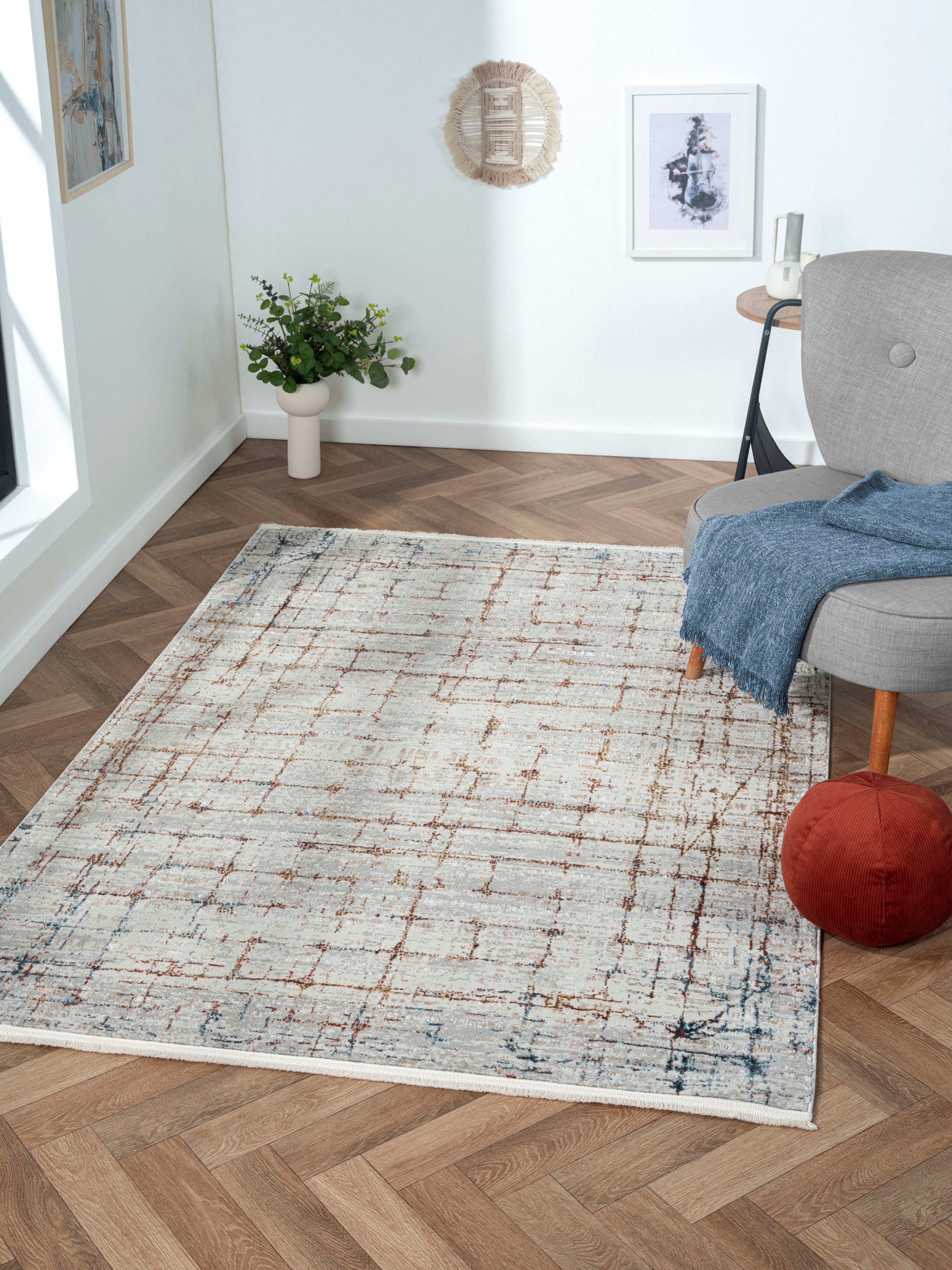 Myflair Möbel & Accessoires Teppich Esme 3, rechteckig, Höhe: 8 mm, Kurzflor, Vintage Look, besonders weich durch Microfaser