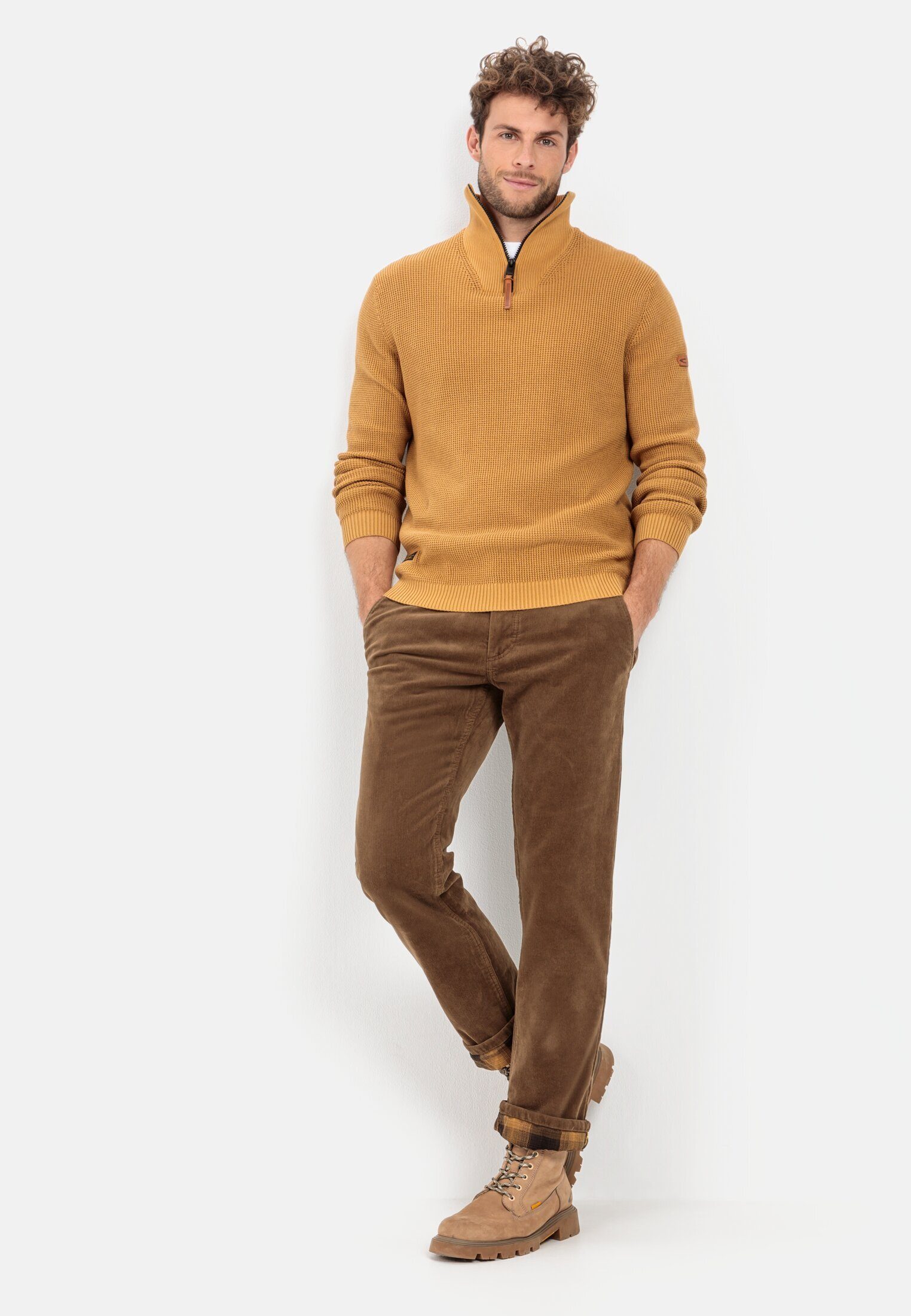 mit camel (1-tlg) Cord Braun Thermofutter Chinos Chino active