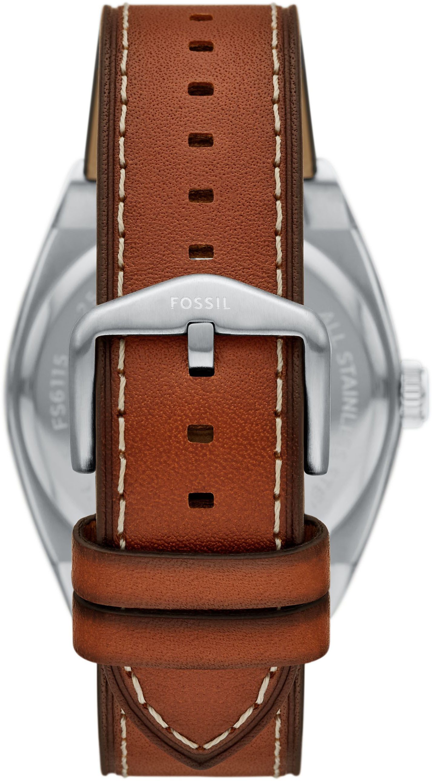 Fossil Quarzuhr EVERETT FS6115, Armbanduhr, Herrenuhr, Lederarmband, analog, Tag