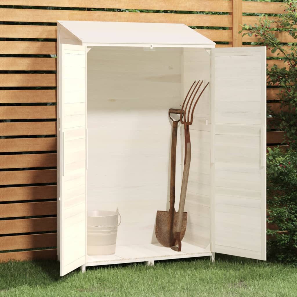 vidaXL Garten-Geräteschrank 102 x 52 x 1745 cm Gartenschrank Geräteschuppen Weiß 102x52x174,5 cm M