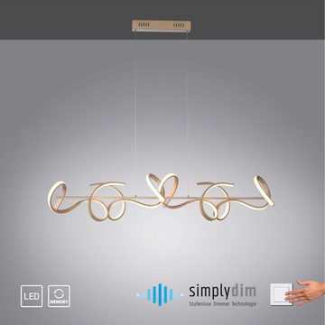 click-licht LED Pendelleuchte LED Pendelleuchte Curls in Gold 4x 10,2W 5320lm, keine Angabe, Leuchtmittel enthalten: Ja, fest verbaut, LED, warmweiss, Hängeleuchte, Pendellampe, Pendelleuchte