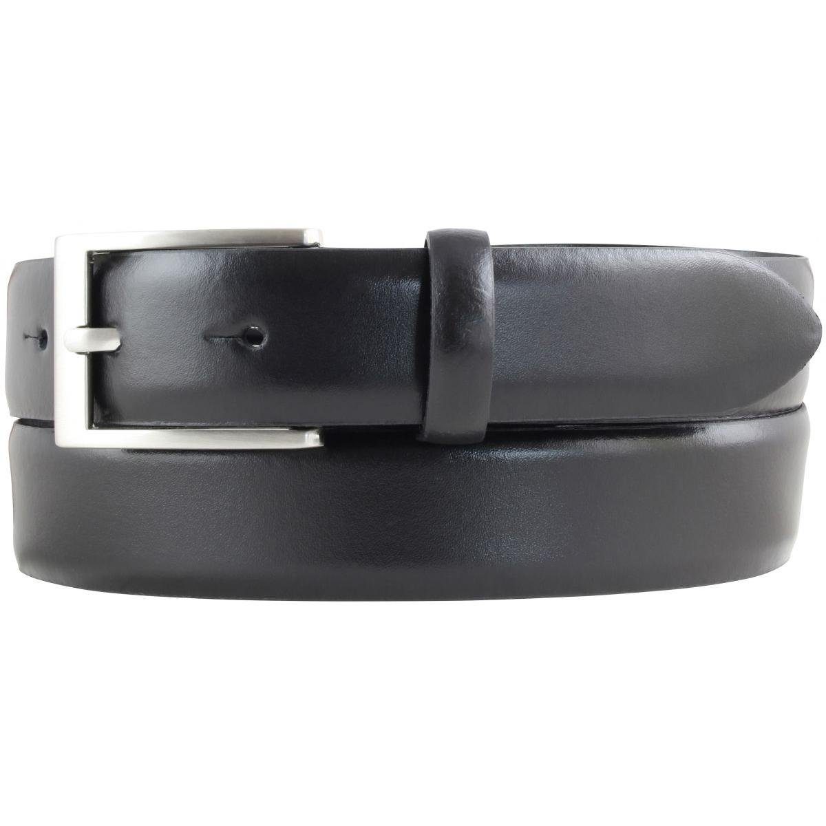 BELTINGER Ledergürtel Gürtel aus glattem Leder 3 cm - Anzug-Gürtel für Herren 30mm - Chino-G Schwarz, Silber