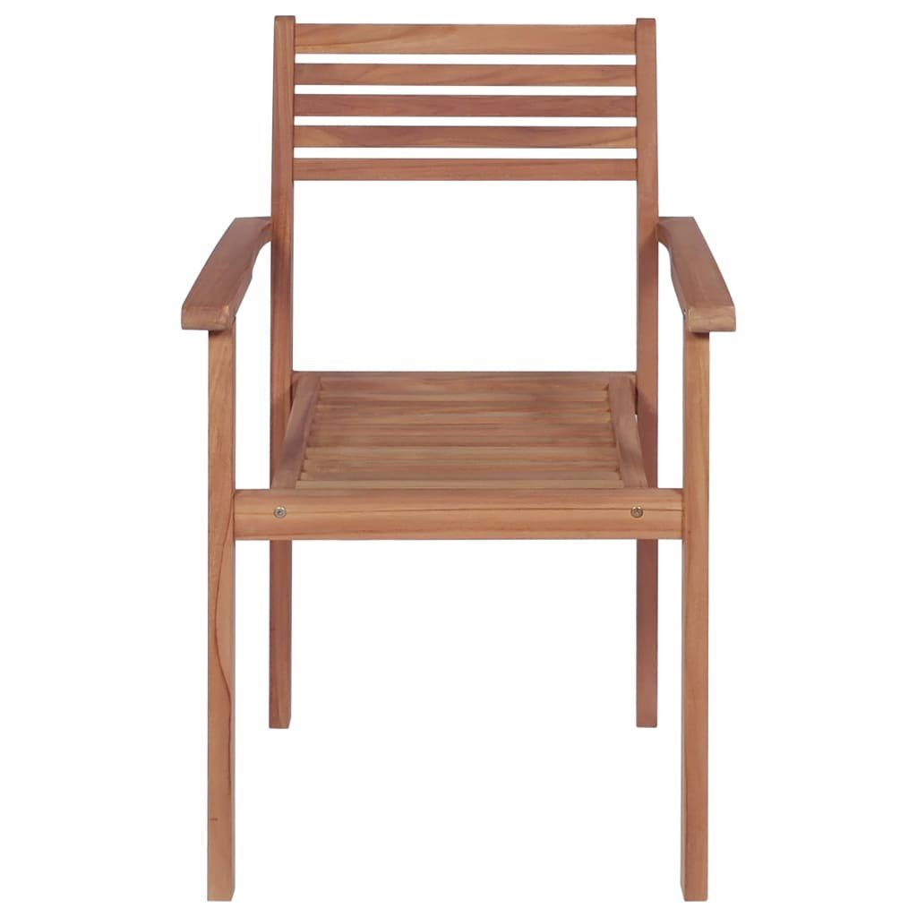 vidaXL Gartenstuhl Massivholz Kissen Cremeweißen Gartenstühle Stk. Teak (2 St) mit 2