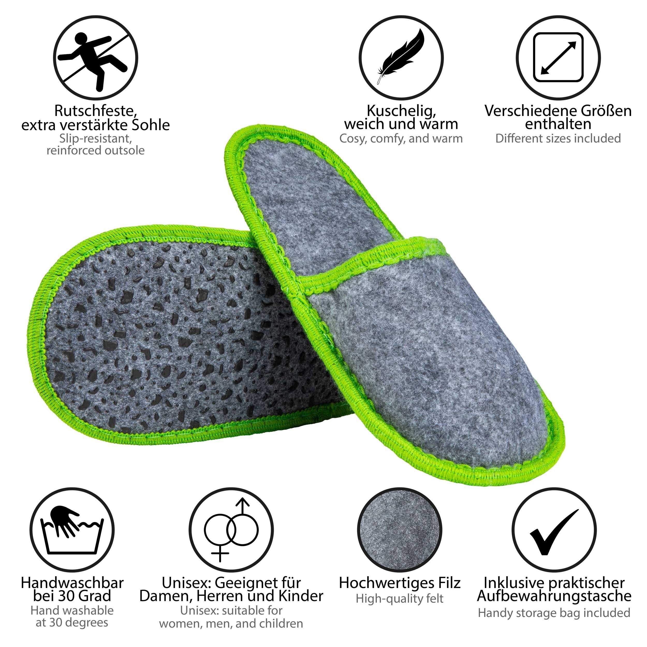 ONVAYA ABS Gästepantoffel Home greygreen, Grün Grau, 6er Set, Antirutsch Pantoffel – Bild 4 von 5