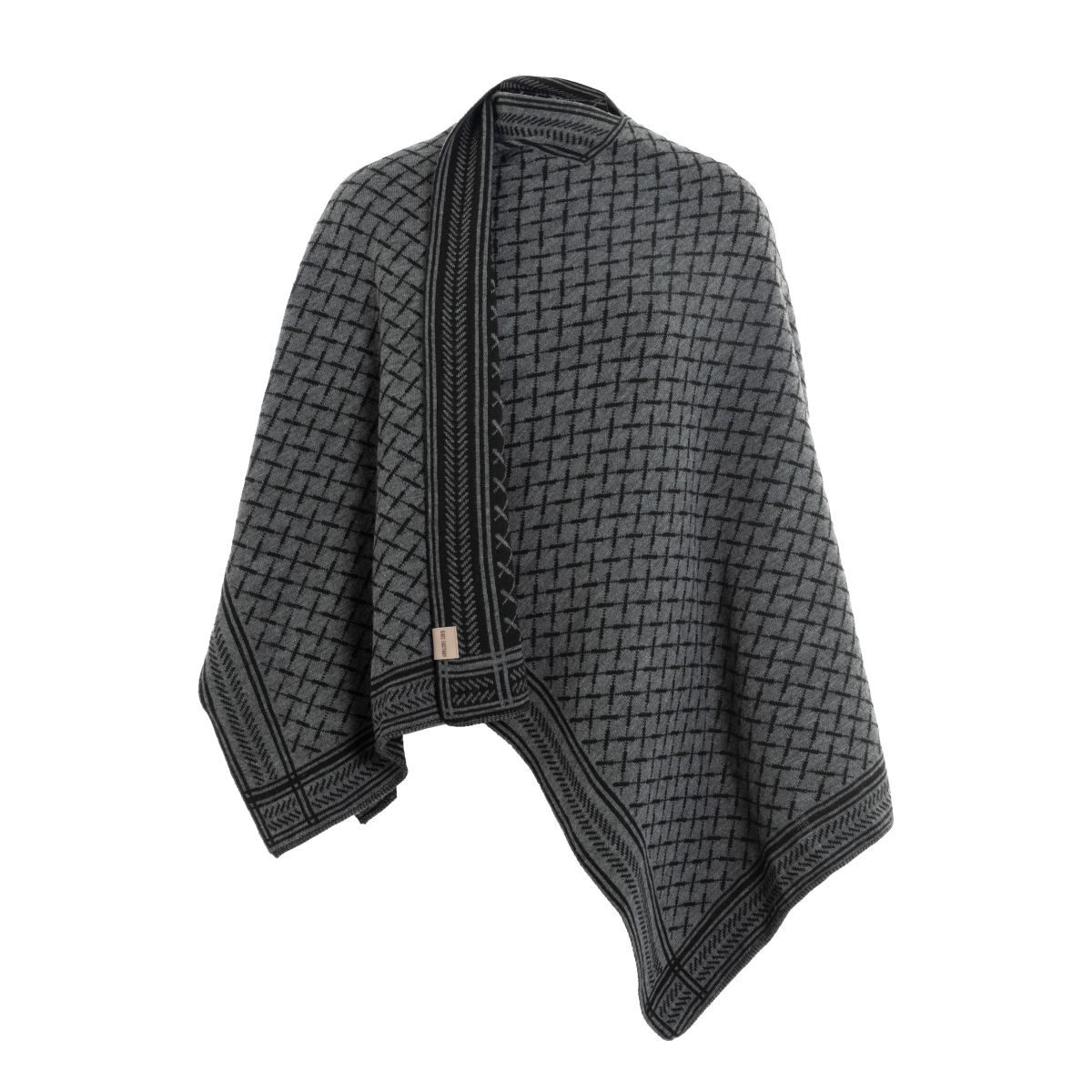 Knit Factory Poncho Dusk Poncho Cape Schwarz/Anthrazit (1-St) Strick Poncho für Frauen