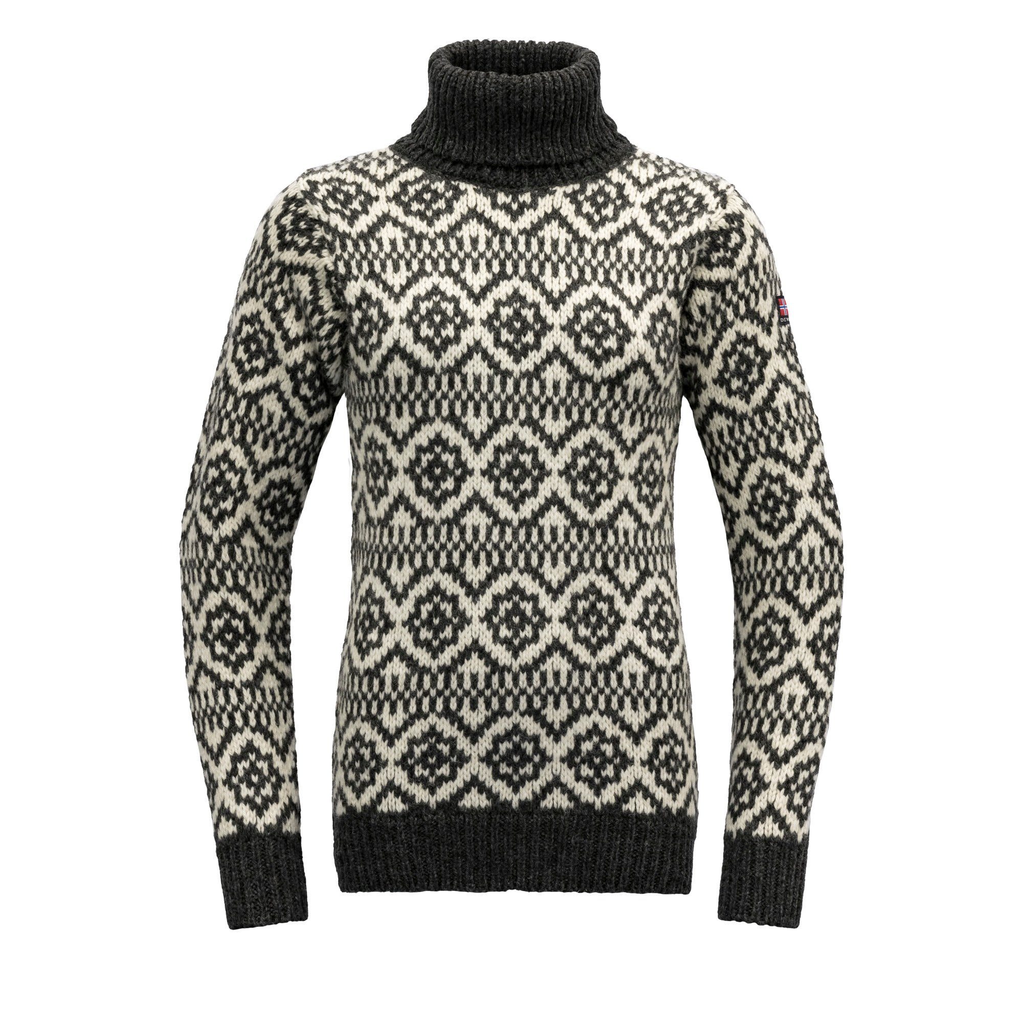 High Wool - Devold Fleecepullover Hoddevik Offwhite Sweater Anthracite Devold Neck