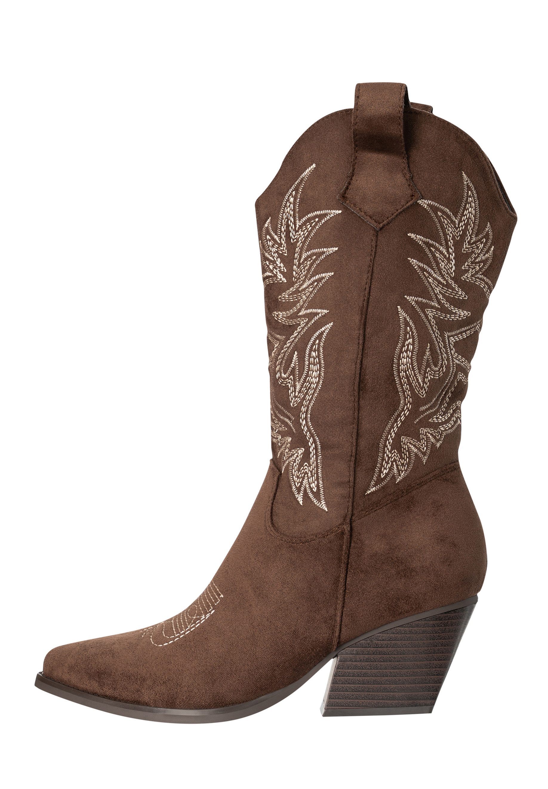 Salinyang Damen Westernstiefel mit Stickereien und Blockabsatz Cowboy Stiefel