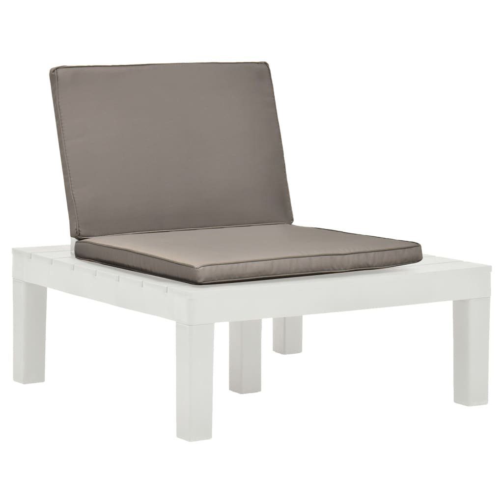 vidaXL Gartenstuhl (1 Kunststoff Sitzpolster Weiß St) Weiß Garten-Lounge-Stuhl mit Weiß 