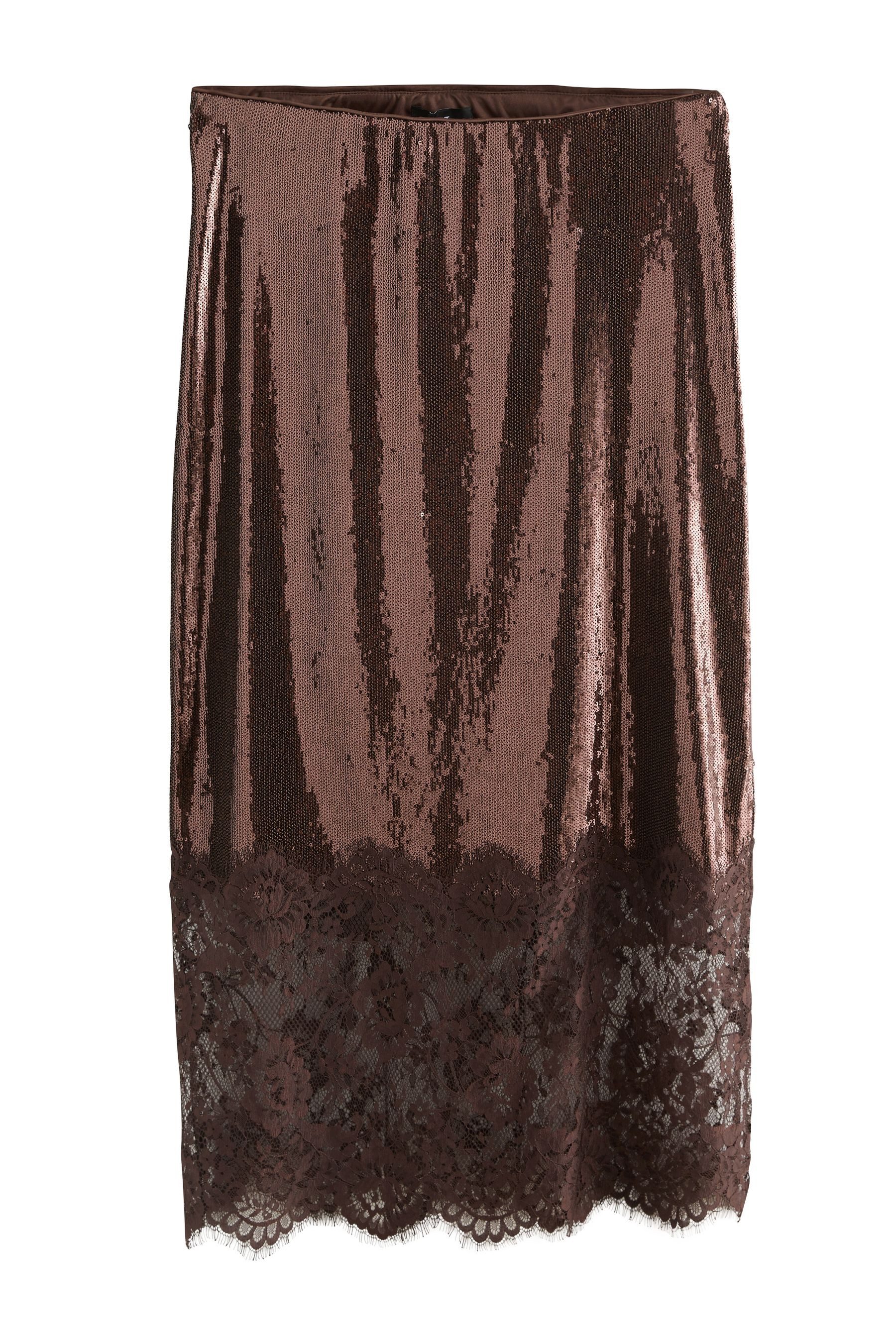 Next Midirock Pailletten-Midirock mit Spitzenbesatz (1-tlg) günstig online kaufen