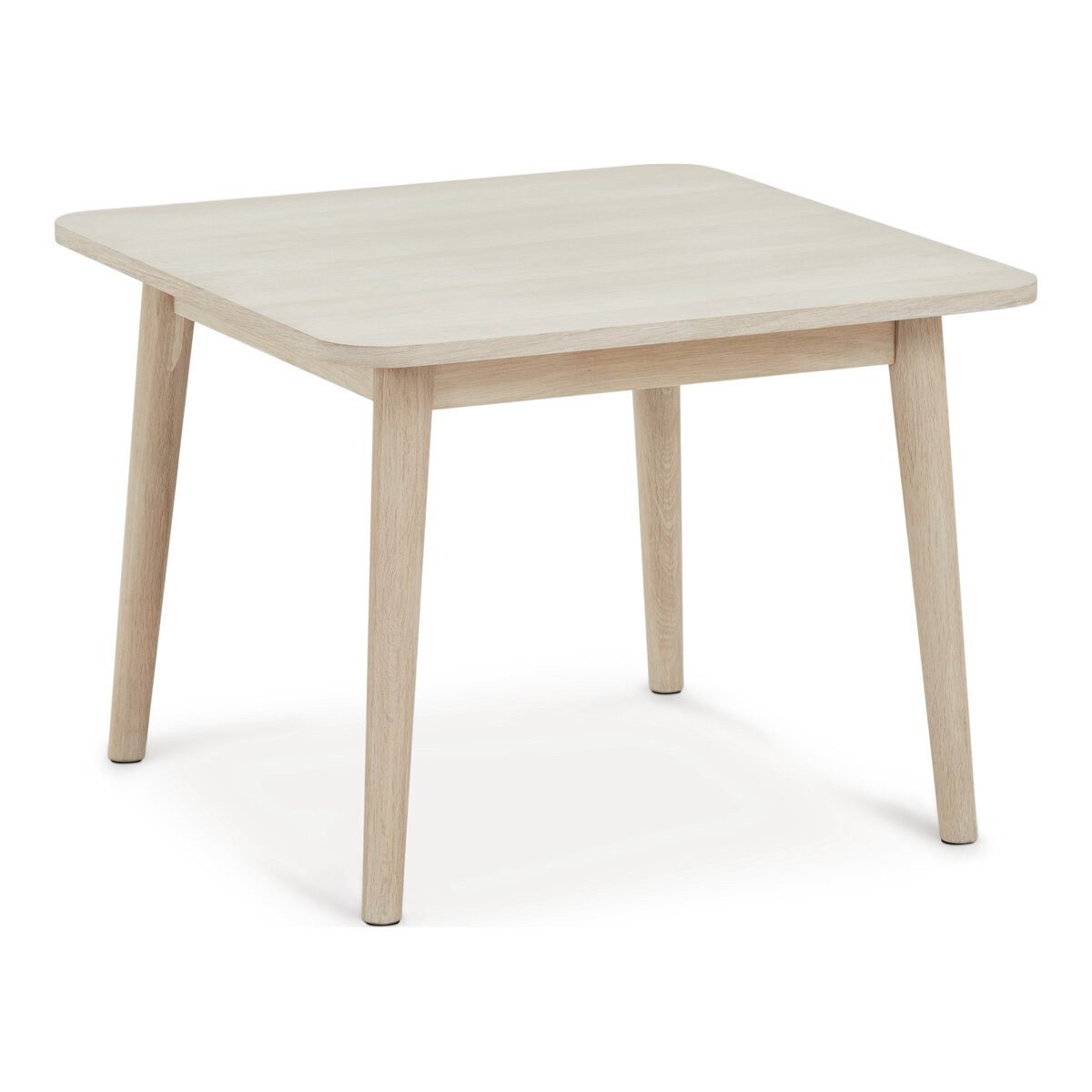 Feeling4Home Couchtisch Gorbin 70x70 cm Eiche Whitewash - Modern mit Massivholzbeinen, Leichte, natürliche Ausstrahlung mit skandinavischer Formensprache